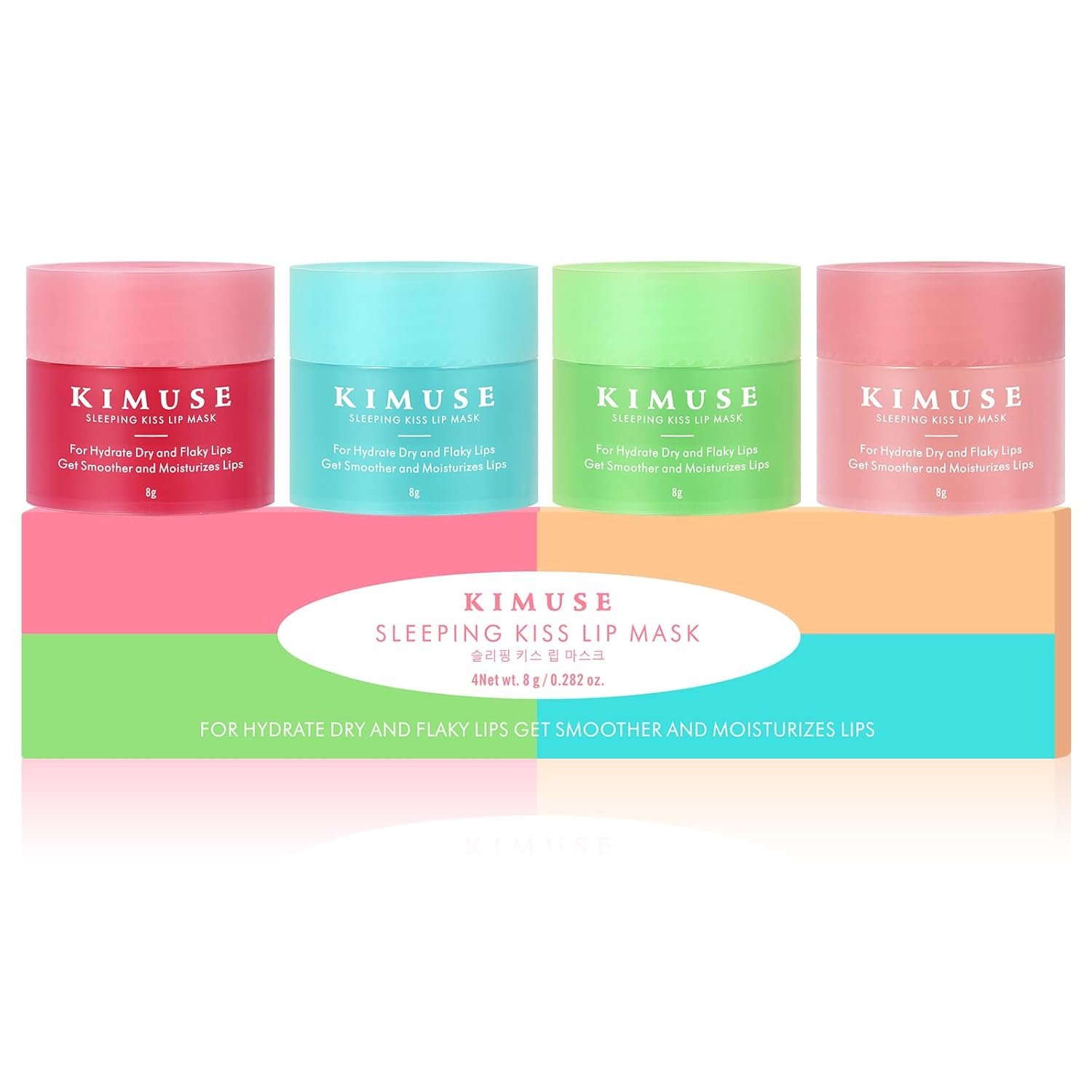 KIMUSE Lip Mask Set, 4PCS Lip Sleeping Mask Overnight Treatment Lip Care Products, Moisturize & Nourish, Flaky, Cracked Dry Lips, Intense Hydration with Shea Butter (SET)
