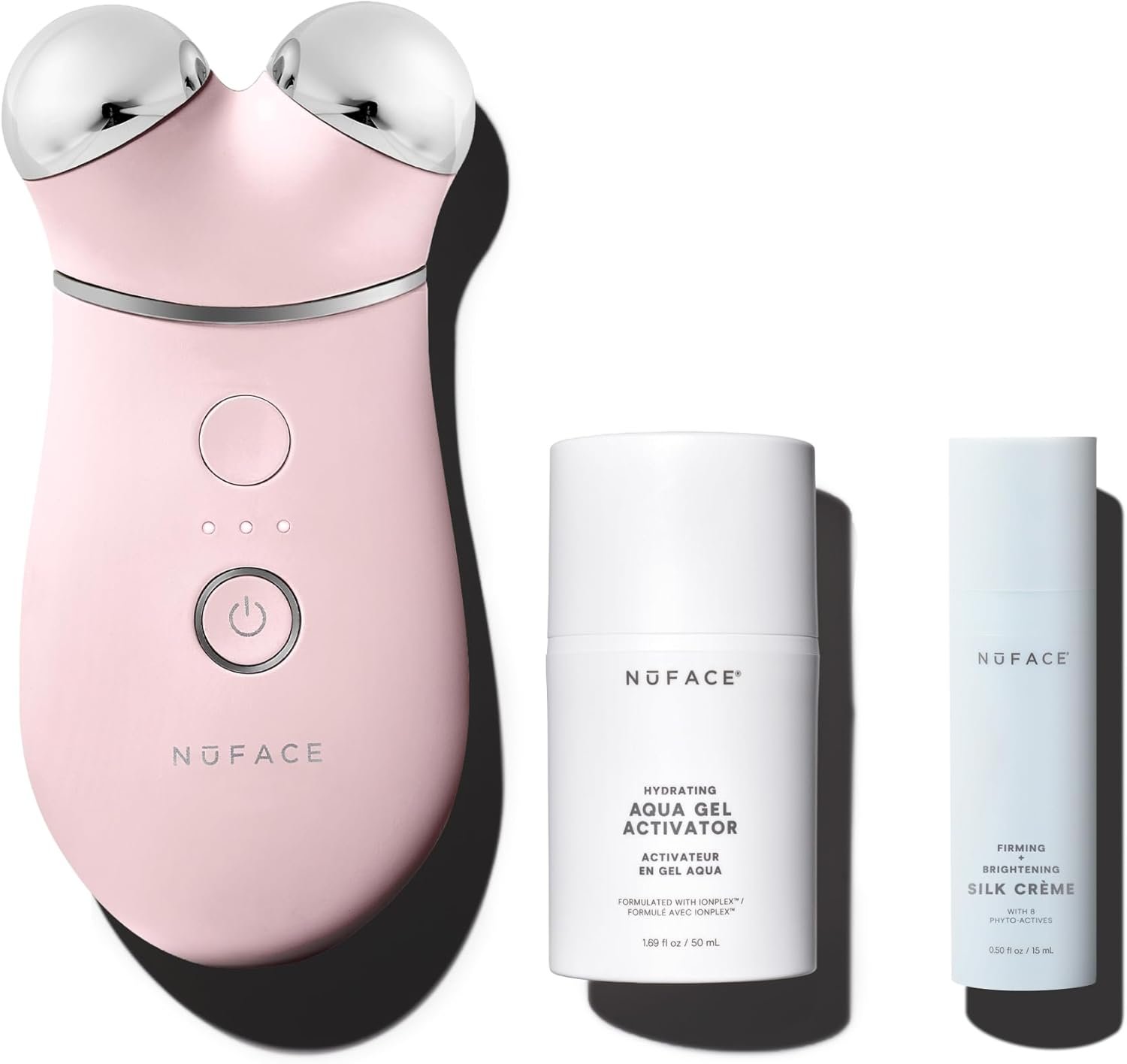 NUFACE Trinity+ Skin Tightening & Face Lift Device – Microcurrent Facial Sculpting Tool to Contour Jawline & Neck, 3 Frequencies, Supports Lymphatic Drainage + Activator Gel, Sandy Rose