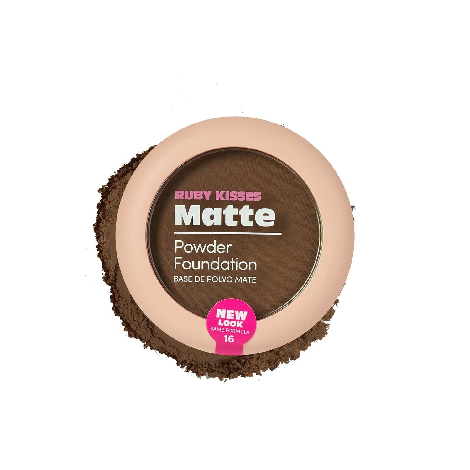 Ruby Kisses Matte Powder Foundation, Ebony, 8 Shades, Sponge & Mirror Included, Full Coverage, Versatile Pressed Powder Finisher