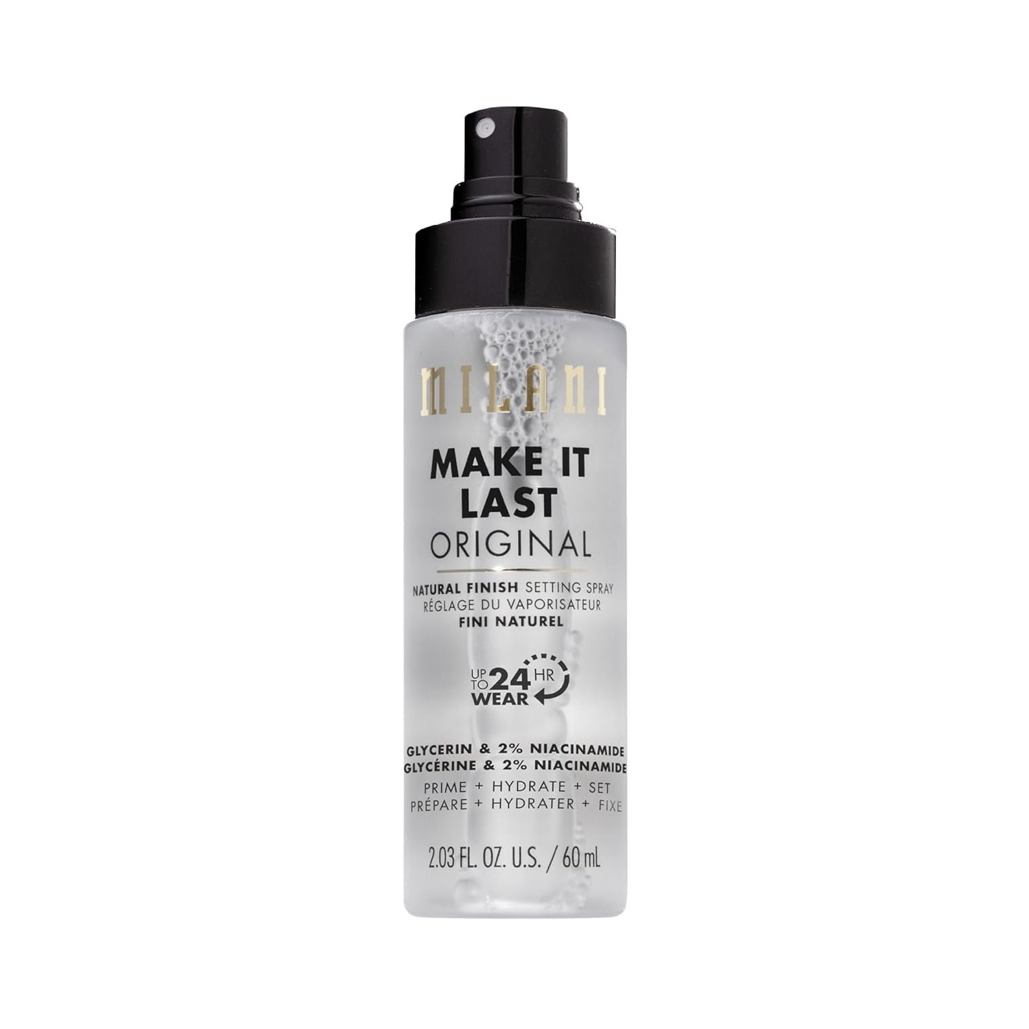 Milani Setting Spray + Primer, Make It Last Original – Natural Finish with Niacinamide for Hydration, Setting Spray for Makeup and Face Primer, 3-in-1 Prime + Hydrate + Set, 2.03 Fl. Oz