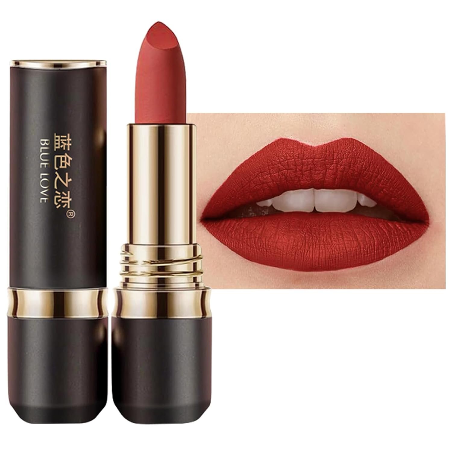 BLUE LOVE Long Lasting Lipstick – Proof Transfer-Resistant, Hydrating Formula for All-Day Wear – Essential Lip Makeup for Women (03 Brownish Red)