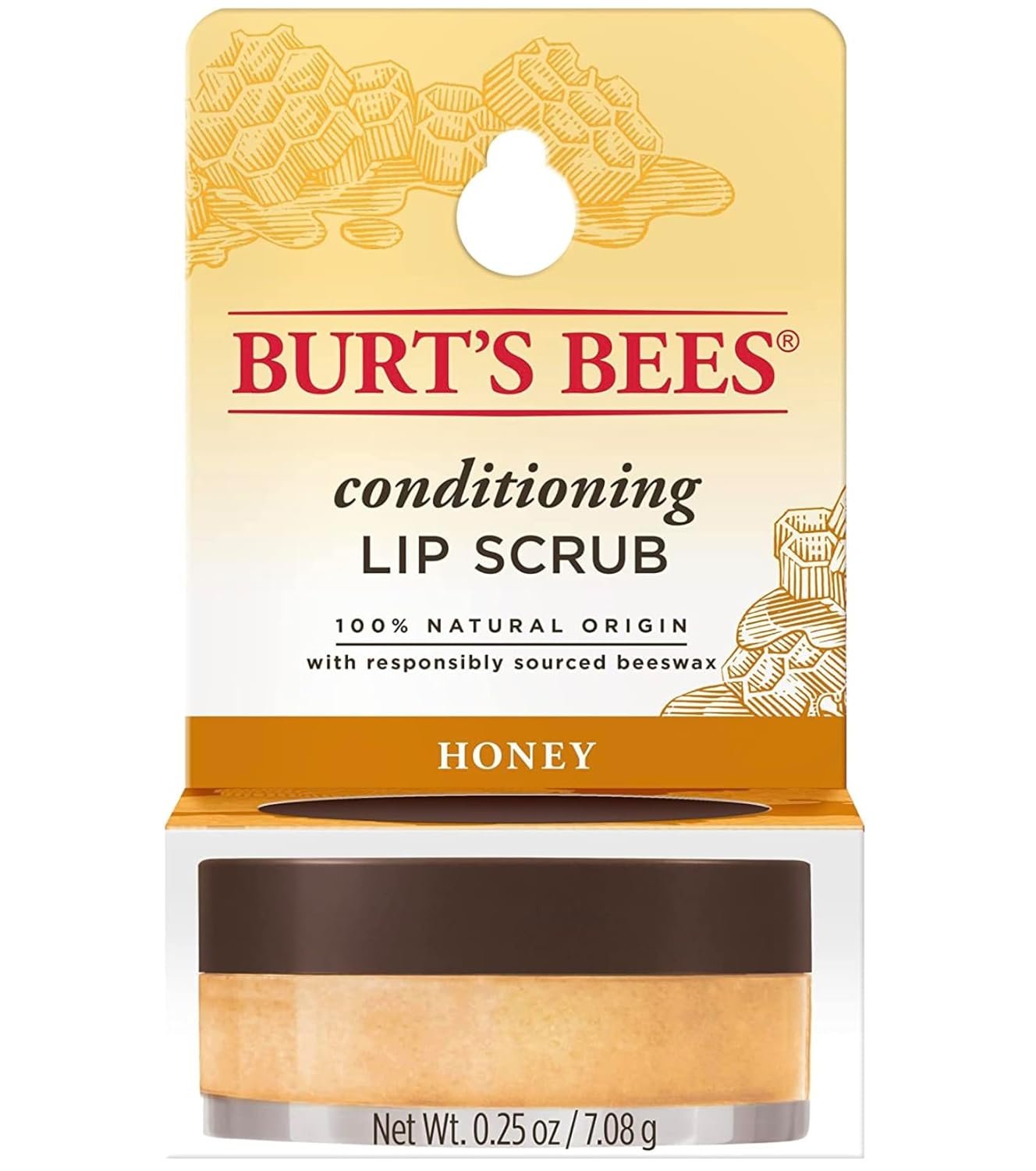 Burt’s Bees Conditioning Honey Lip Scrub, Exfoliates & Conditions Dry Lips, with Honey Crystals, Use with Overnight Intense Treatment, Natural Origin Care, 0.25 oz.
