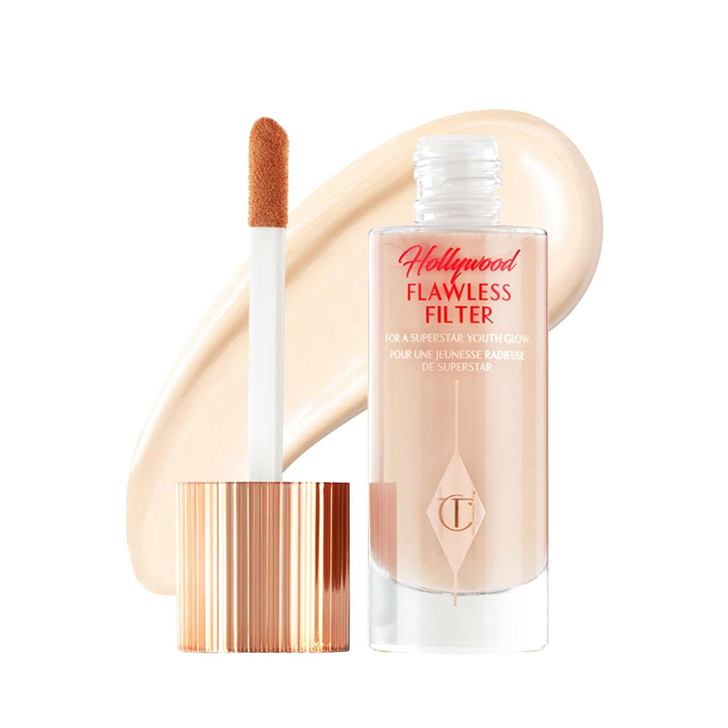 Charlotte Tilbury Hollywood Flawless Filter – Multi‑Use Makeup Primer, Complexion Booster & Illuminating Liquid Highlighter with Sheer Coverage – Smooths & Blurs Skin