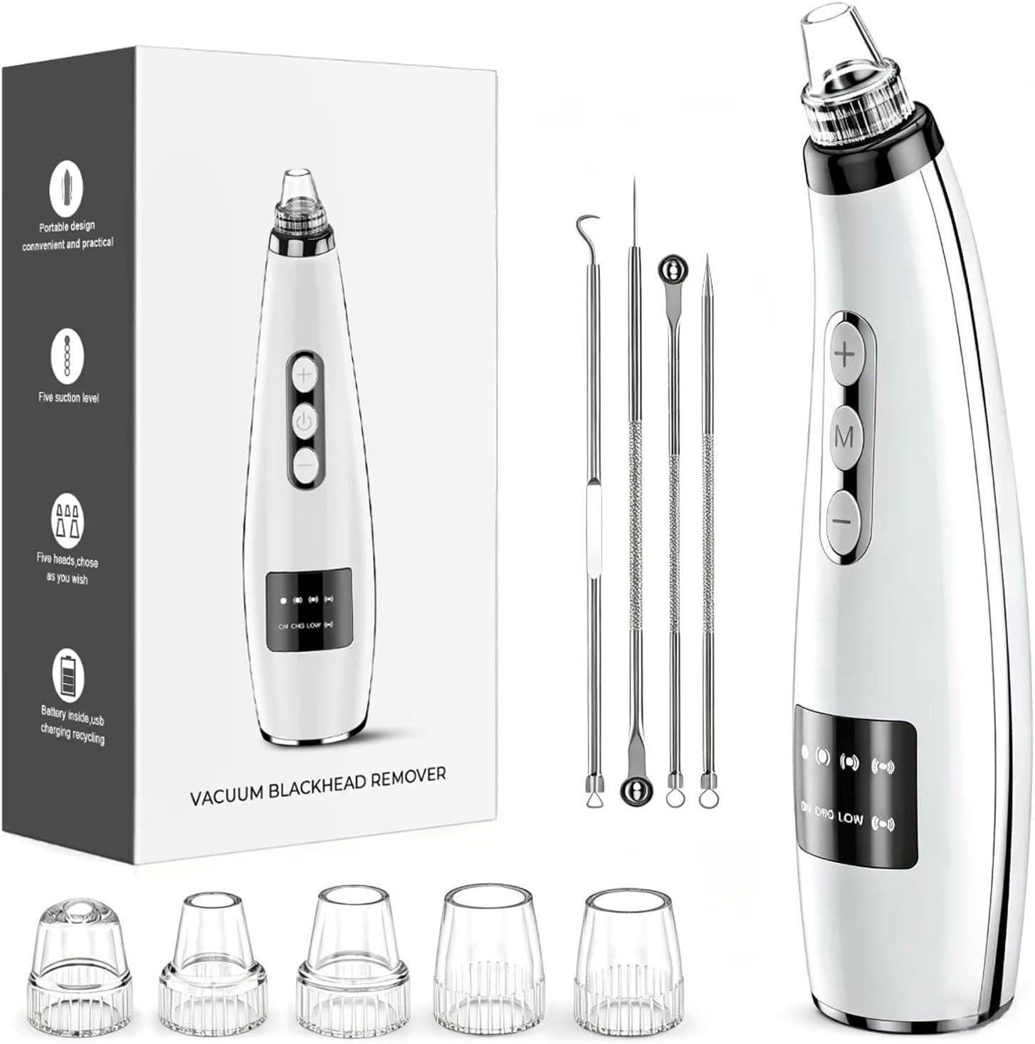 Upgraded Blackhead Remover, 2026 Blackhead Remover Pore Vacuum-5 Suction Power,5 Probes,USB Rechargeable Blackhead Vacuum Kit