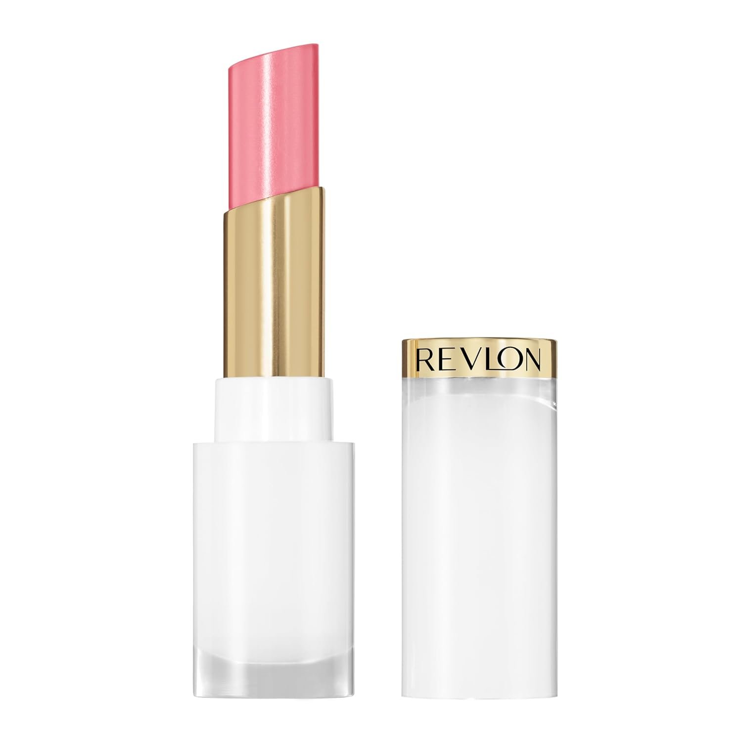 REVLON Super Lustrous Glass Shine Balm, Sheer Glossy Tinted Lip Balm, Hydrating Formula with Hyaluronic Acid, Aloe & Rose Quartz, 002 Pink Flip, 0.11 oz