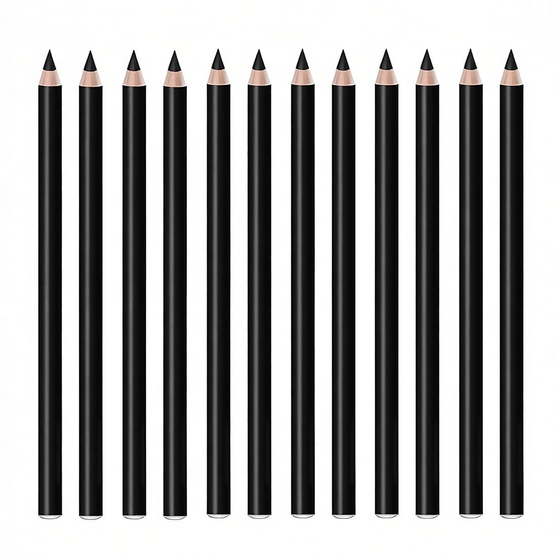 Black Eyeliner Pencil Set – 12 PCs Matte Silky Formulas Waterproof Eye Crayon Liners
