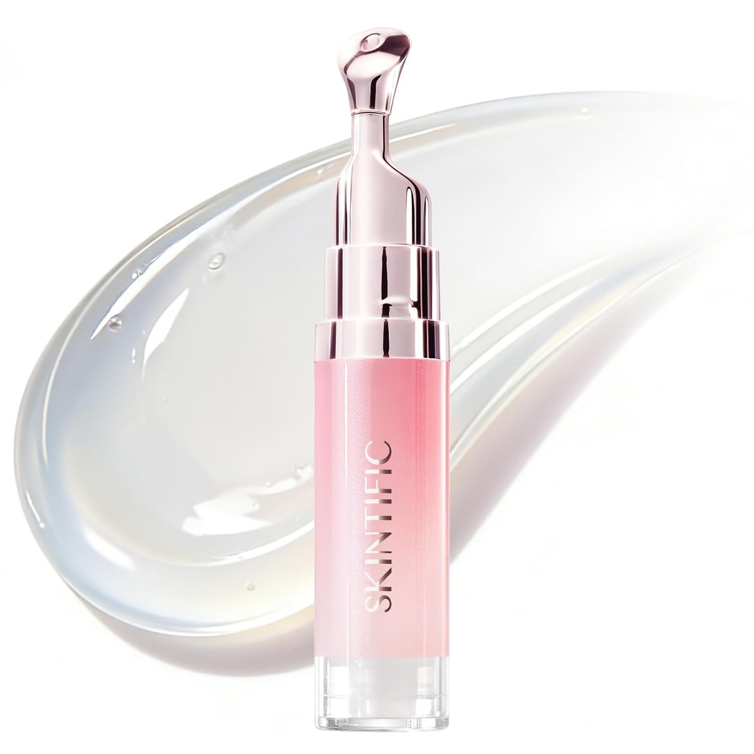 SKINTIFIC Peptide Brightening Lip Serum, Hydrating & Plumping Tinted Lip Gloss, Moisturizing Lip Balm with Polypeptides & Squalane for Glossy Sheer, Smooth Lips(00 Clear)