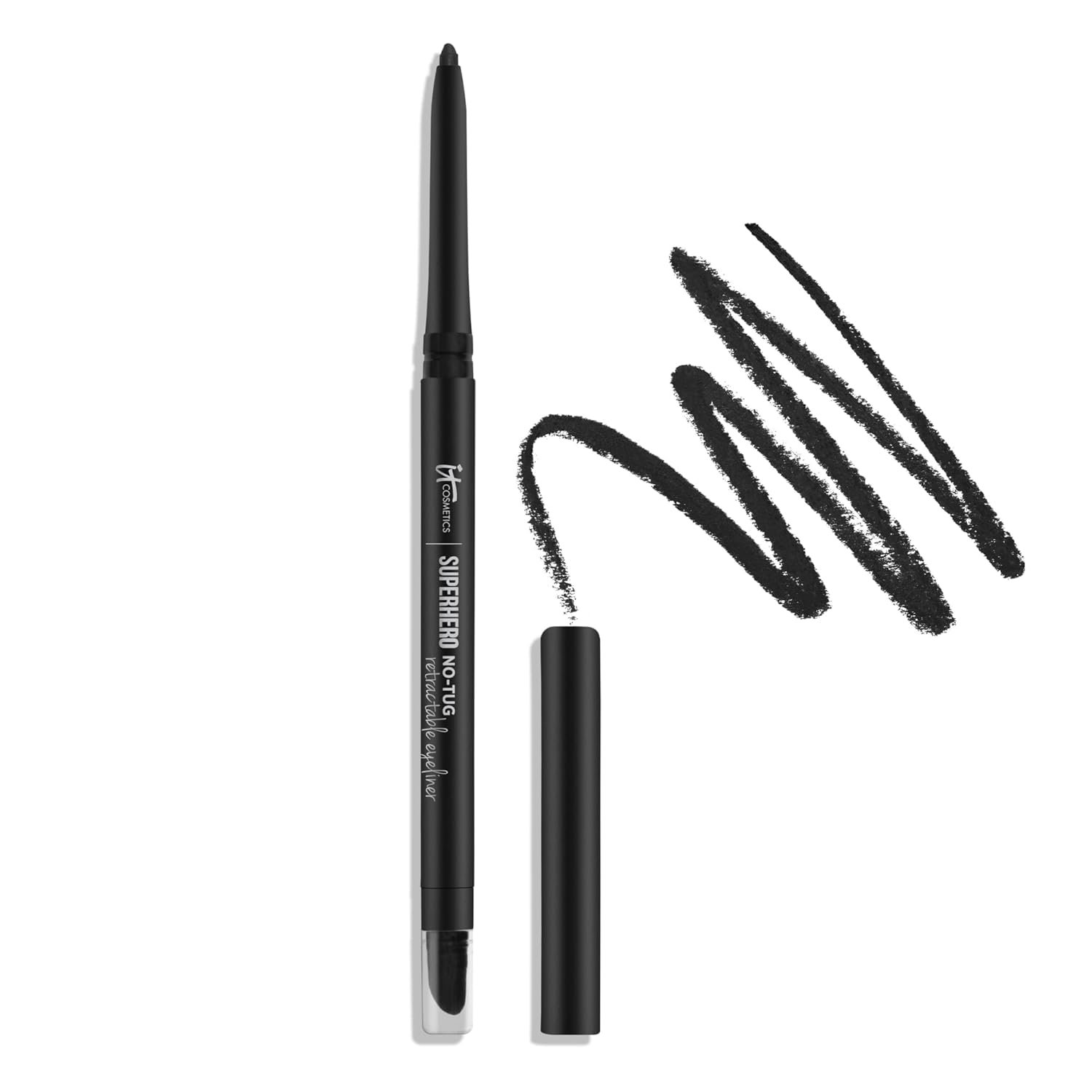 IT Cosmetics Superhero No-Tug Retractable Eyeliner – All-Day Wear, Waterproof Formula Won’t Smudge – With Avocado Oil, Chamomile Extract, Vitamin E & Carnauba Wax – 0.008 oz