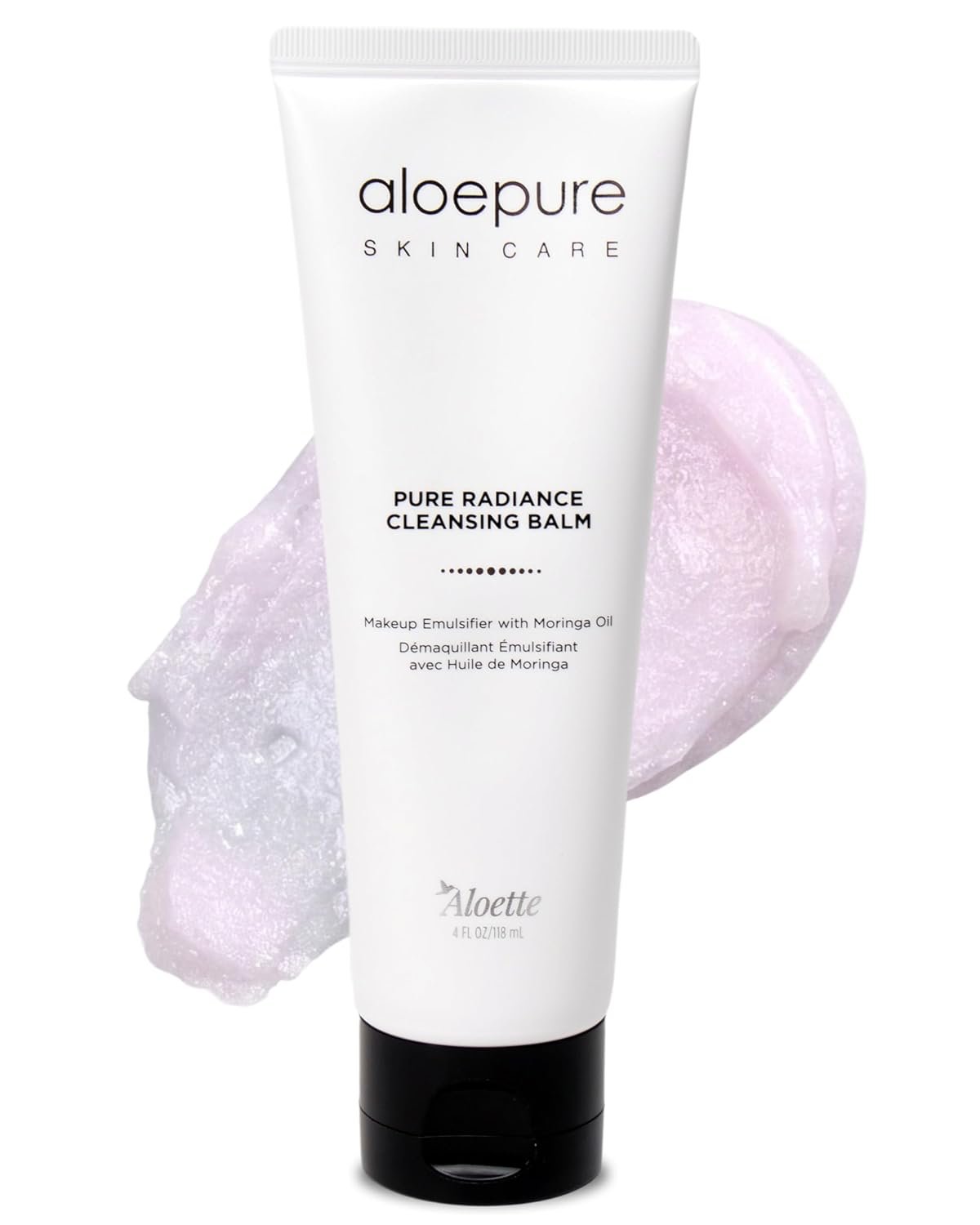 Aloette Pure Radiance Cleansing Balm Makeup Remover – Non-Greasy Emulsifier & Hydrating Face Wash for Dirt & Makeup with Residue-Free Finish – Gentle Facial Cleanser for Smoother-Looking Skin, 4 Fl Oz