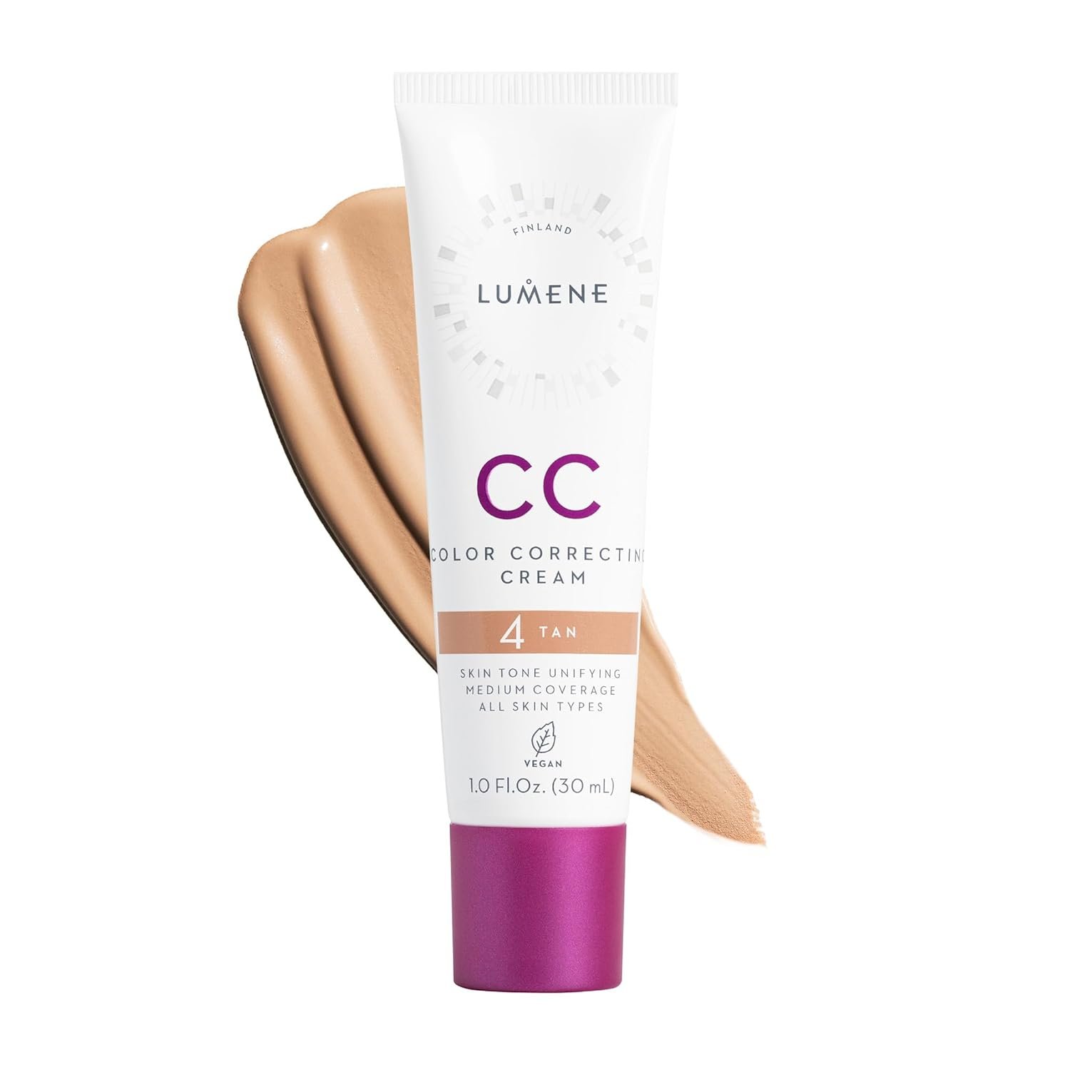 Lumene CC Color Correcting Cream Vegan Foundation 1 fl oz – 4 Tan