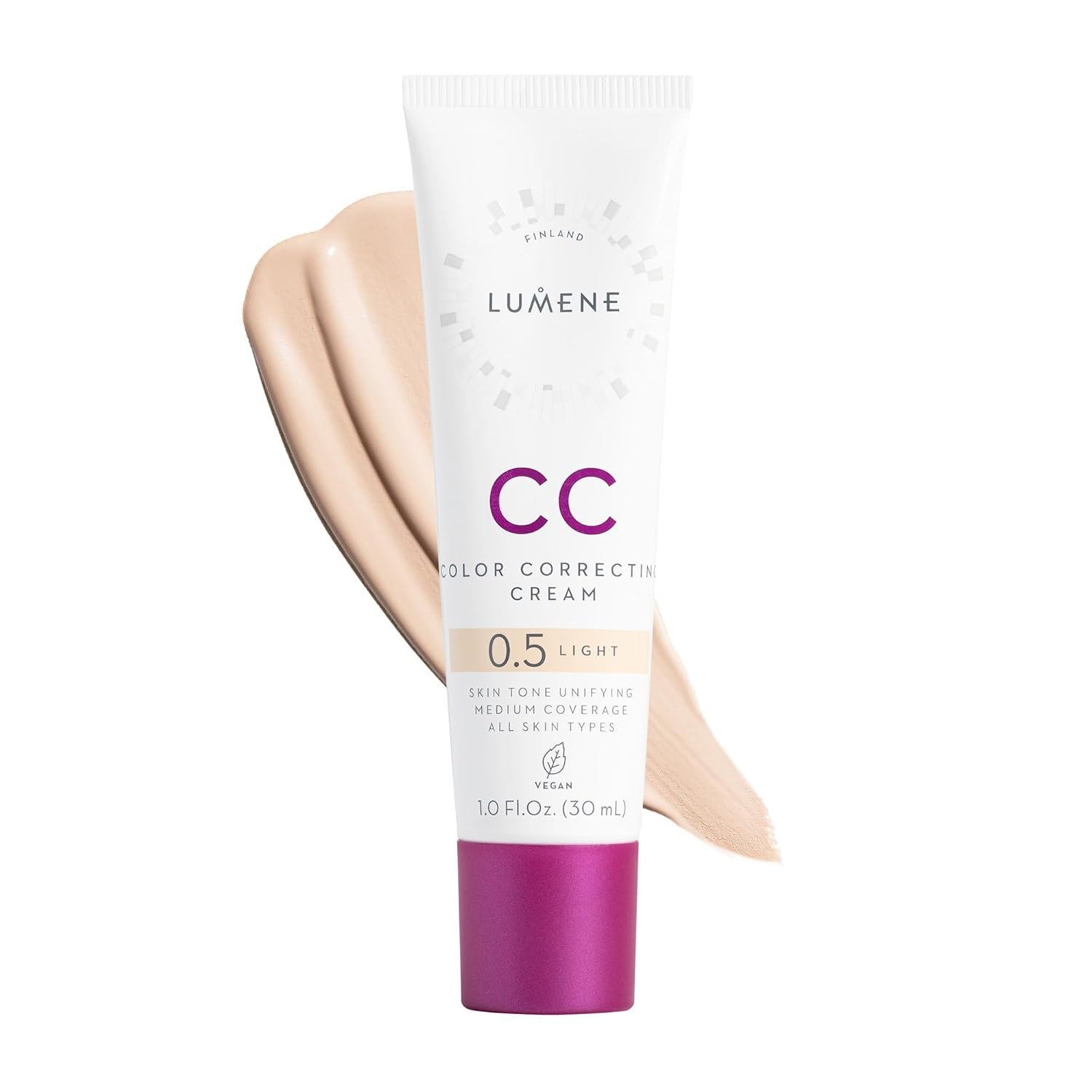 Lumene Color Correcting CC Cream – Lightweight Foundation – Medium Coverage – Redness Reducing Face Makeup for a Glowing Complexion – Vegan Formula + Suitable for All Skin Types – Light (1 fl oz)