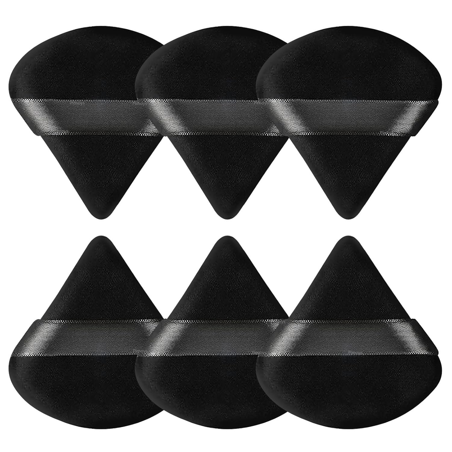 Pimoys 6 Pcs Powder Puff, Face Soft Triangle Makeup Puff Velour Makeup Sponge for Loose Powder (Black)