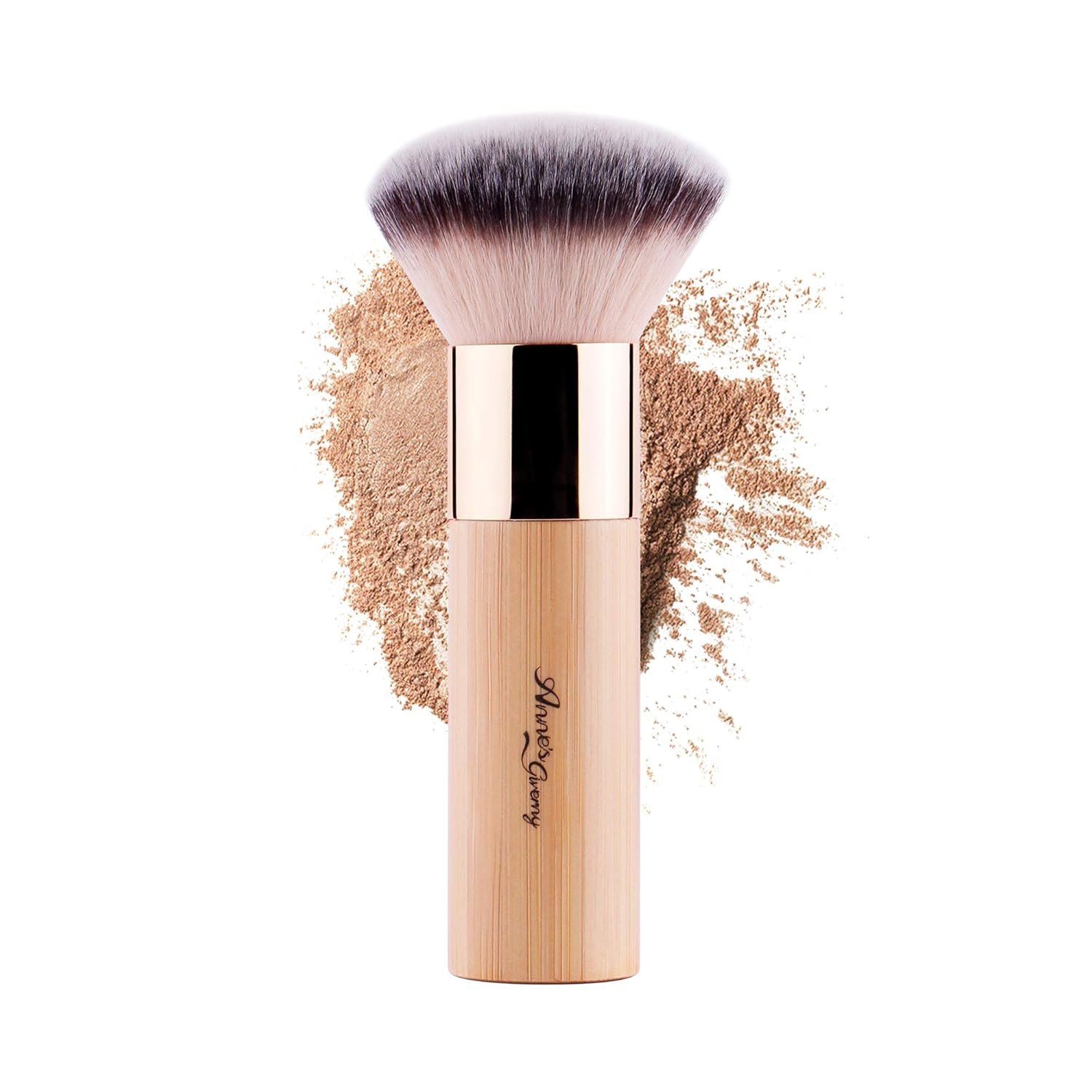 ANNE’S GIVERNY Makeup Foundation Sponge Brush Bronzer Loose Powder Blush Finish Airbrush Buffer Contour Kabuki Blender (Bamboo)