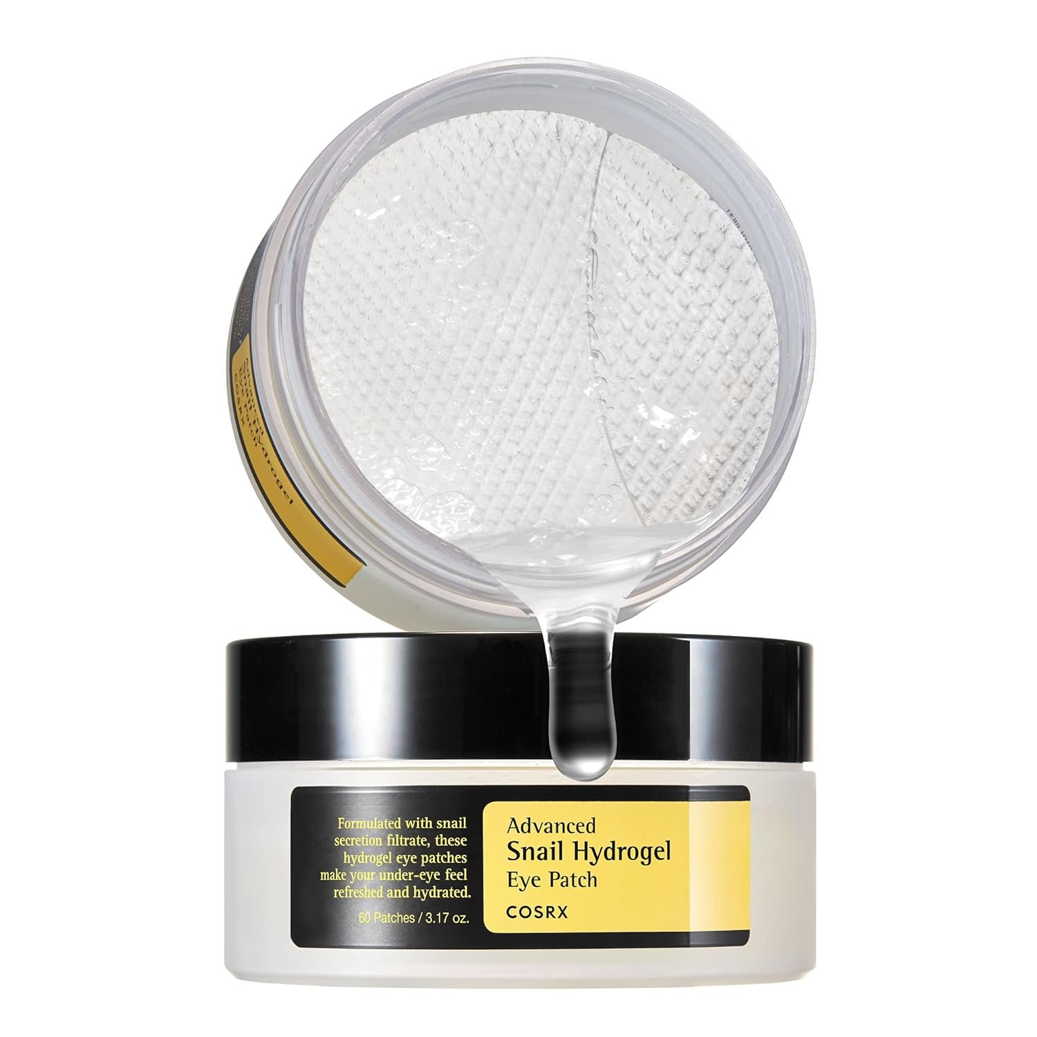 COSRX Advanced Snail Mucin Hydrogel Eye Patch for Fine Lines & Dry Under Eyes, Gel Serum Mask, Hydrating Under Eye Patches (60), Snail Eye Patches, Korean Skin Care