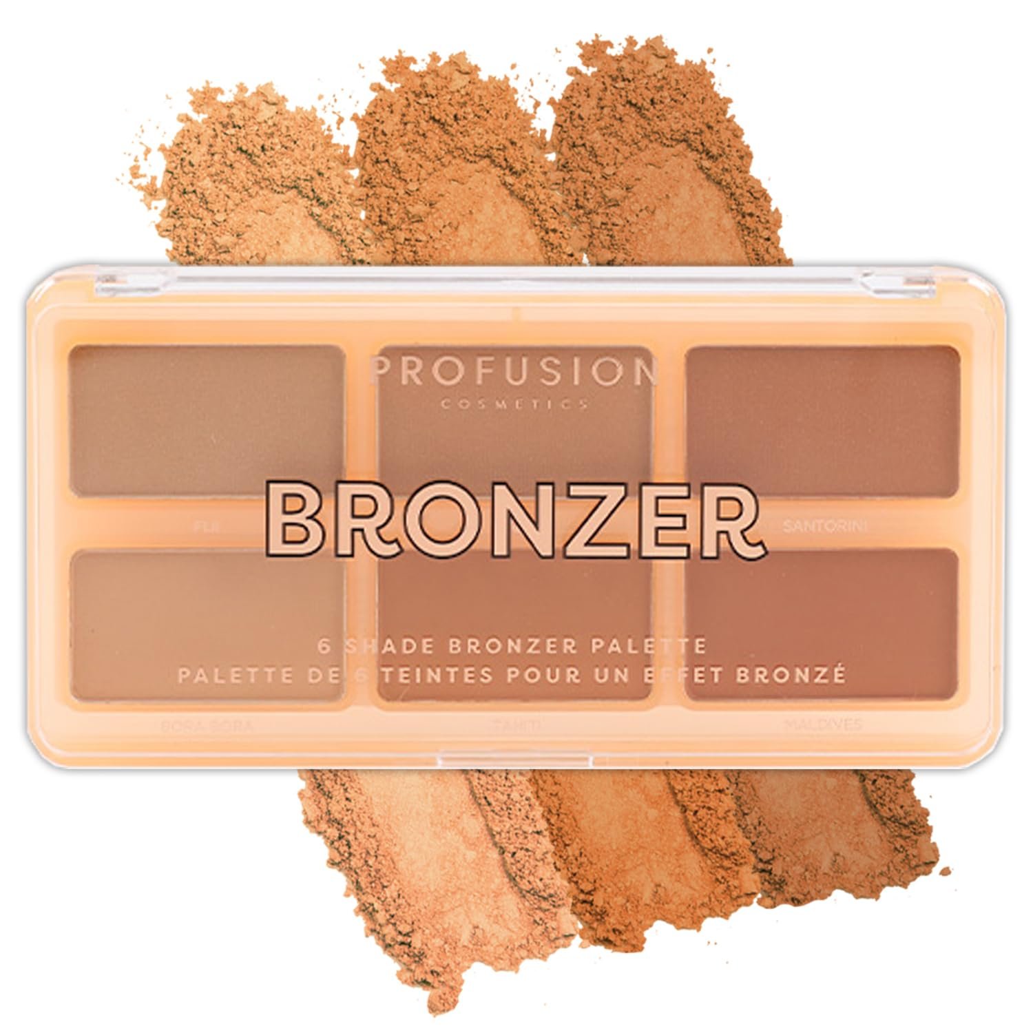 Profusion Cosmetics 6 Shades Bronzer Palette – Matte & Shimmer Finishes for Natural Definition, Buildable & Blendable Powder for Face Sculpting with Long-Wearing Makeup Coverage