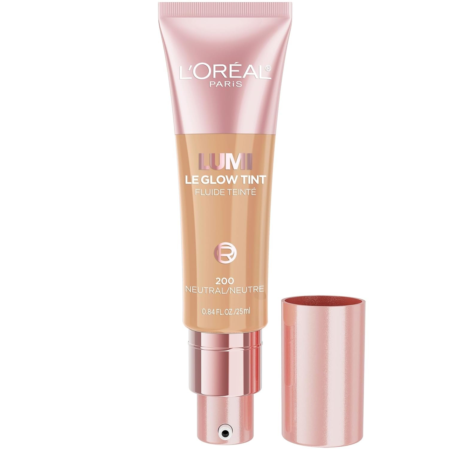 L’Oreal Paris Lumi Le Glow Skin Tint, Lightweight Water-Based Tinted Serum with Foundation-Like Coverage, Glow Illuminator, Neutral 200, 0.85 Fl Oz