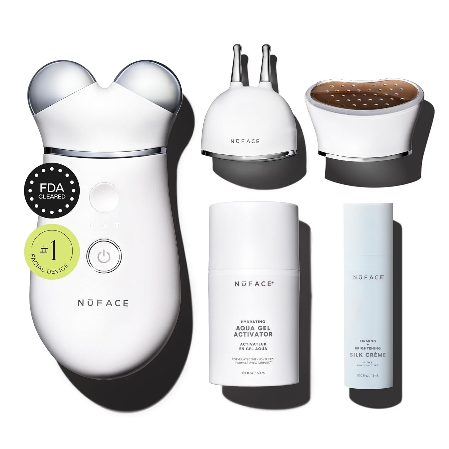 NUFACE Trinity+ Facial Massager – Face Firming & Toning Device for Lines & Wrinkles Treatment – FDA-Cleared Wrinkle Reducer + Lip & Eye Attachment + Aqua Gel Activator – 3 Frequency Microcurrent