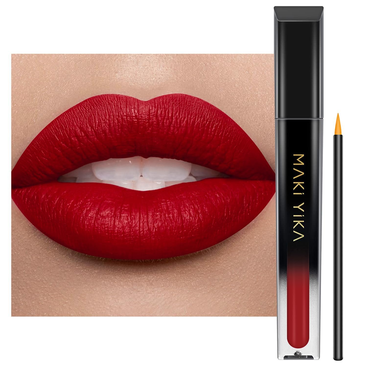 MAKI YIKA Red Lipstick for Women Color Stay Long Lasting Lipsticks No Smudge Matte Liquid Lipstick Transferproof Cruelty-Free Lip Color,MVP-RED