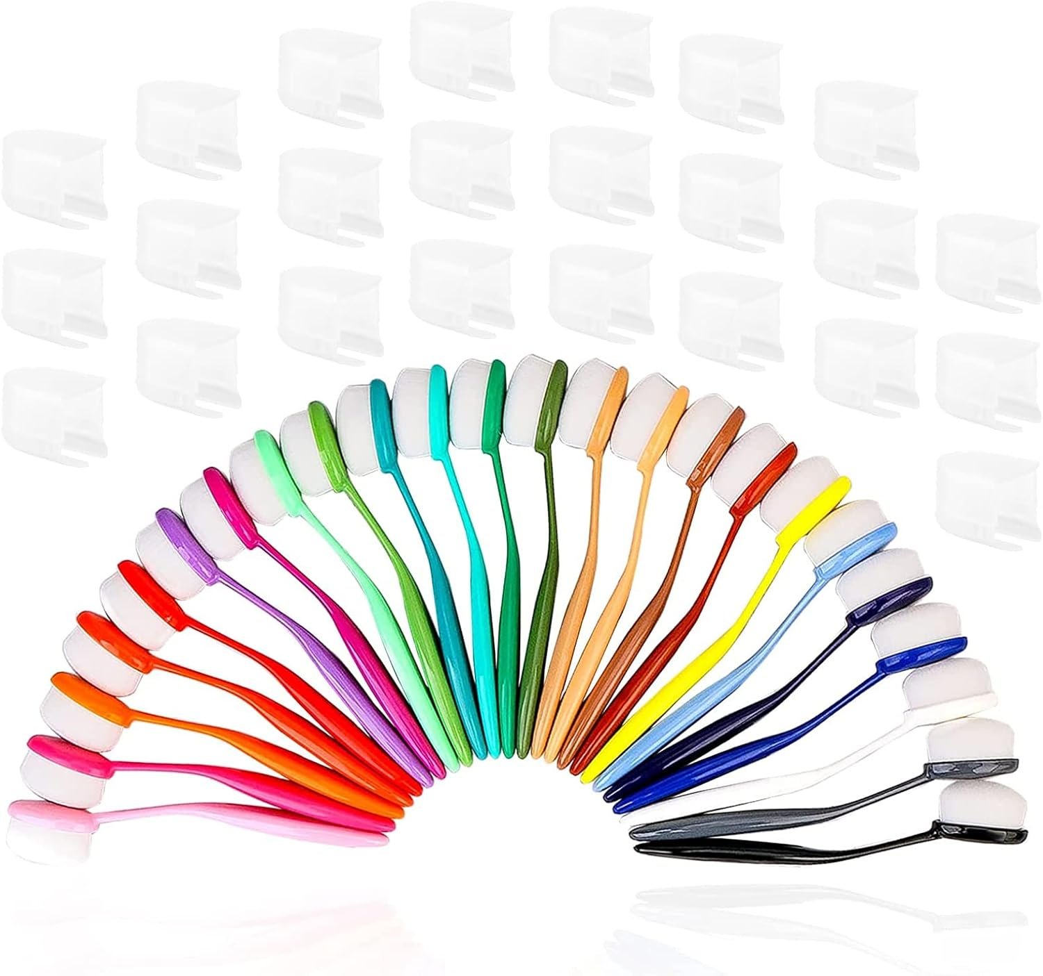 Yoseng 24 Pcs Ink Blending Brushes Set with Caps, Professional Blending Brushes for Card Making, Ergonomic Craft Brushes for Stenciling & Scrapbooking, 0.85″ Brush Heads with Color-Coded Handles