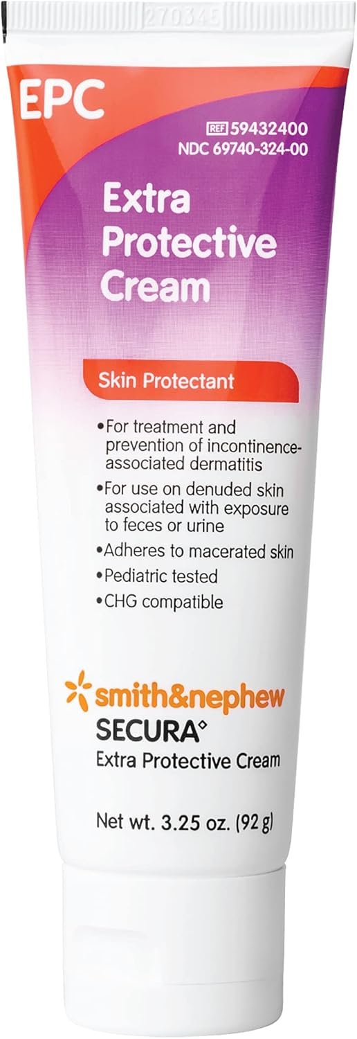 Smith+Nephew SECURA Extra Protective Cream (EPC) Tube, Diaper Rash Cream for Adults, Incontinence Skin Protectant, 3.25 Ounces White