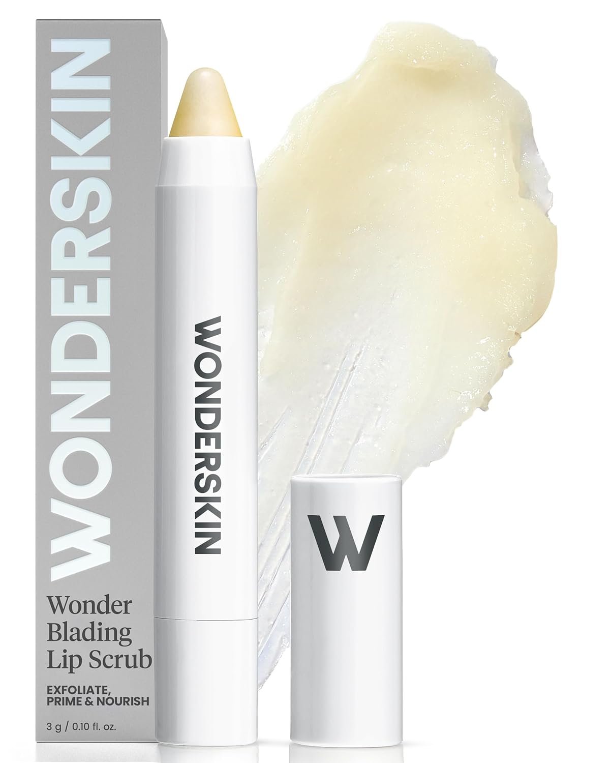 Wonderskin Lip Scrub – 3-in-1 Exfoliator & Moisturizer, Lip Exfoliator Scrub, Hydrating Balm for Soft, Nourished, Flake-Free Lips with One-Step Prep, 0.10oz