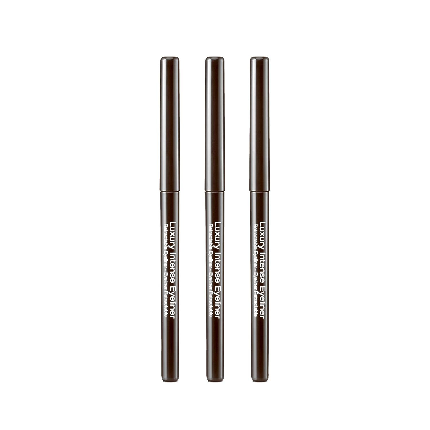 KISS NEW YORK Professional Retractable Eyeliner, Luxury Intense Highly Pigmented Eye Makeup, Long-Lasting, Water-Resistant, Smudge-Proof, Smooth Gliding (3 Pack, Dark Brown)