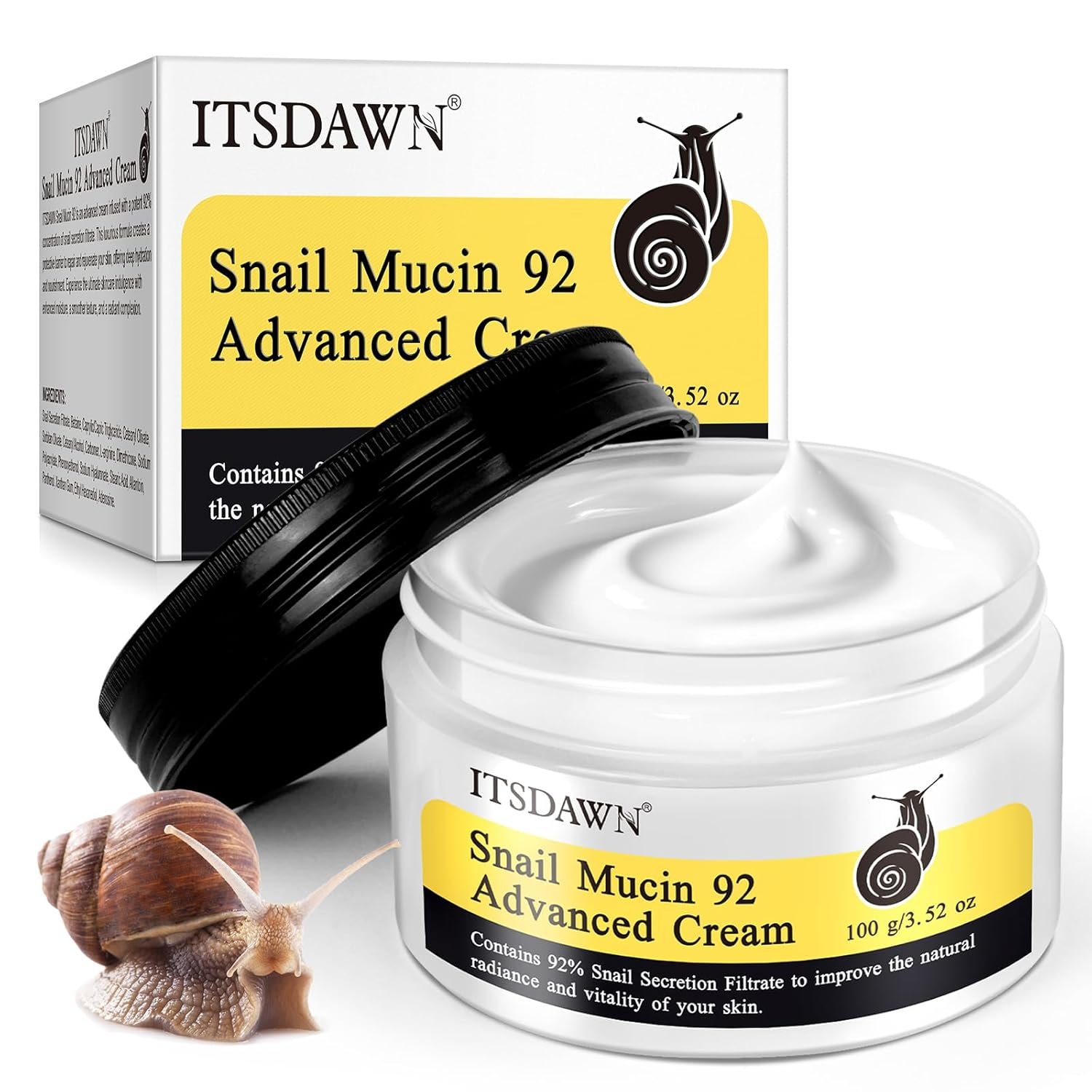 ITSDAWN Snail Mucin 92% Repair Cream 100g, Face Moisturizer Hydrating Repair Face Cream for Dry & Sensitive Skin, All Skin Types