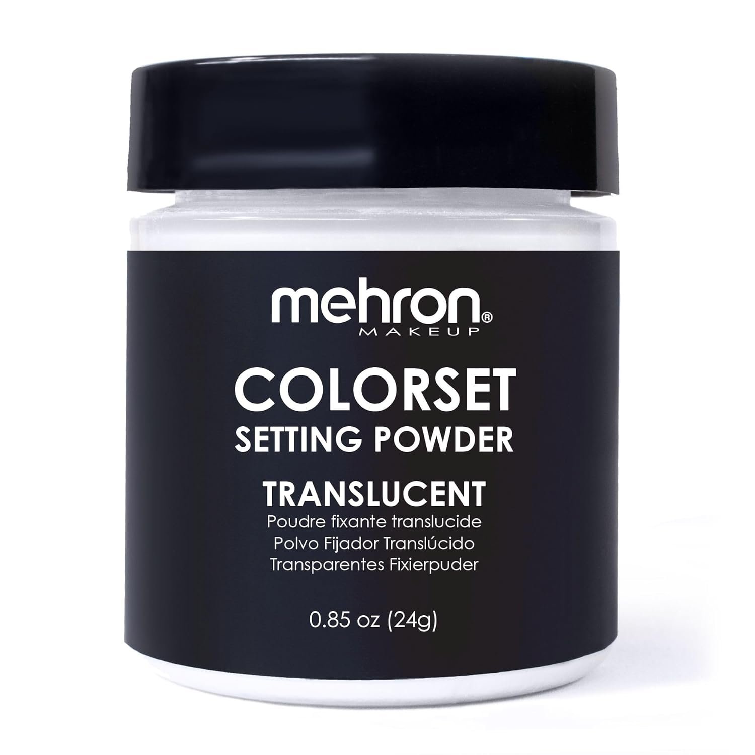 Mehron Makeup Colorset Setting Powder | Talc Free | Translucent Loose Setting Powder for Cosplay, Face & Body Paint, and Cream Makeup .85 oz (24 g) (Translucent) | Made in the USA
