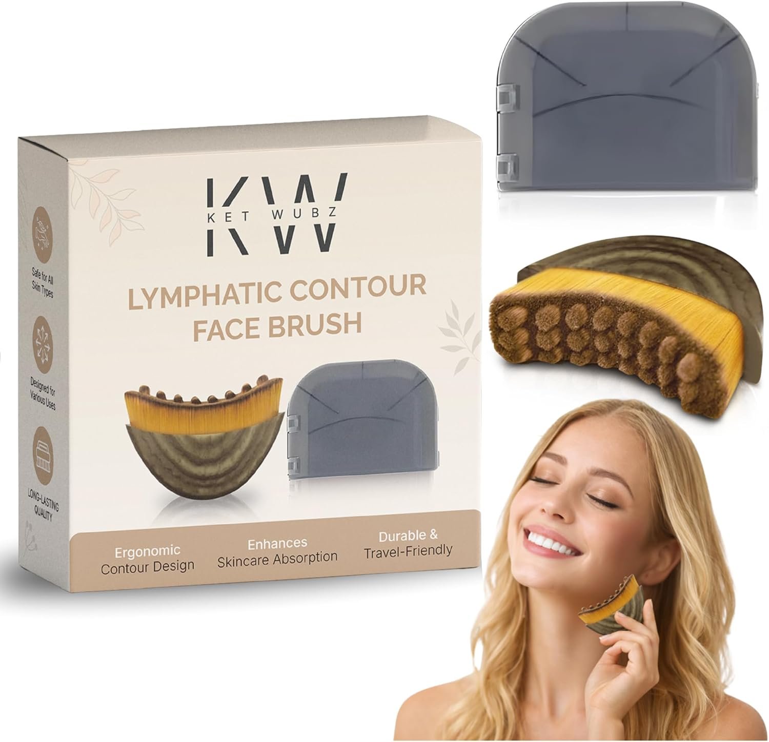 Lymphatic Contour Face Brush, Facial Brush for Lymphatic Drainage, Dry Lymphatic Massage Brush, Face Sculpting Brush, Contour Face Brush, Detox & Lift, Face Depuffer, Facial Tool