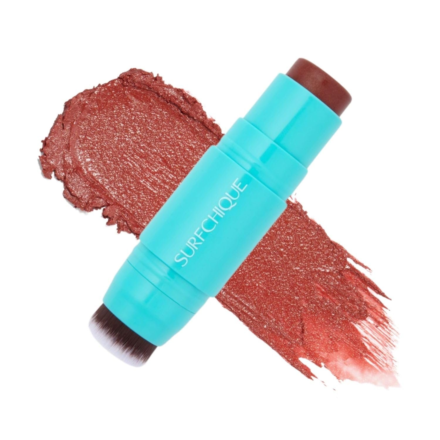 Open Face Color Stick 3-in-1 multistick – lip & cheek tint – cream blush stick with brush – dark pink berry red with mostly natural ingredients