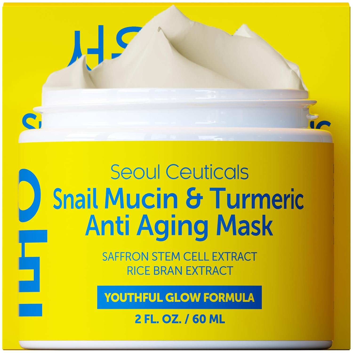 SeoulCeuticals Korean Face Mask Skin Care – Snail Mucin Turmeric Mask for Face – Cruelty Free K Beauty Anti Aging Face Mask for Healthy, Youthful Glow 2oz