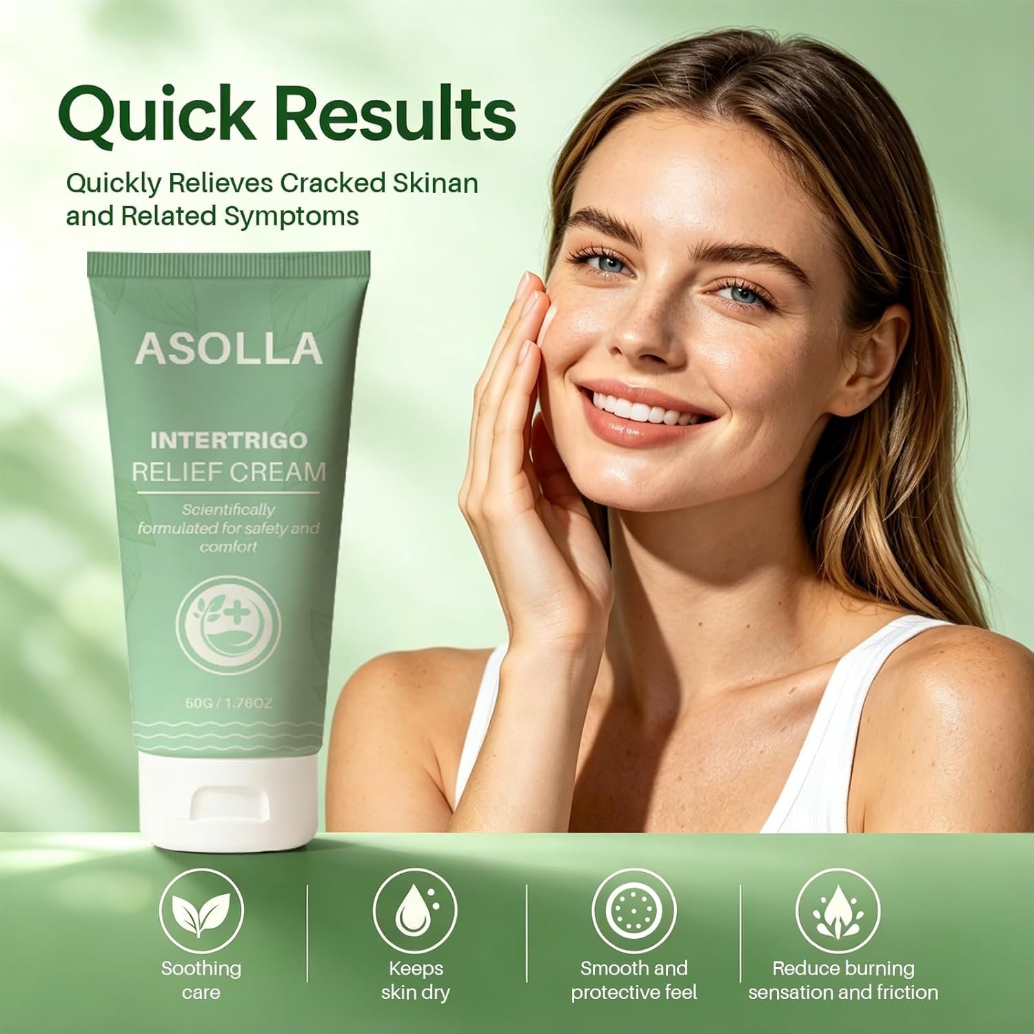 Intertrigo Skin Care Cream, Anti-Chafing Barrier Cream for Skin Folds, Moisture Control & Friction Protection, Fast-Drying Non-Greasy Formula