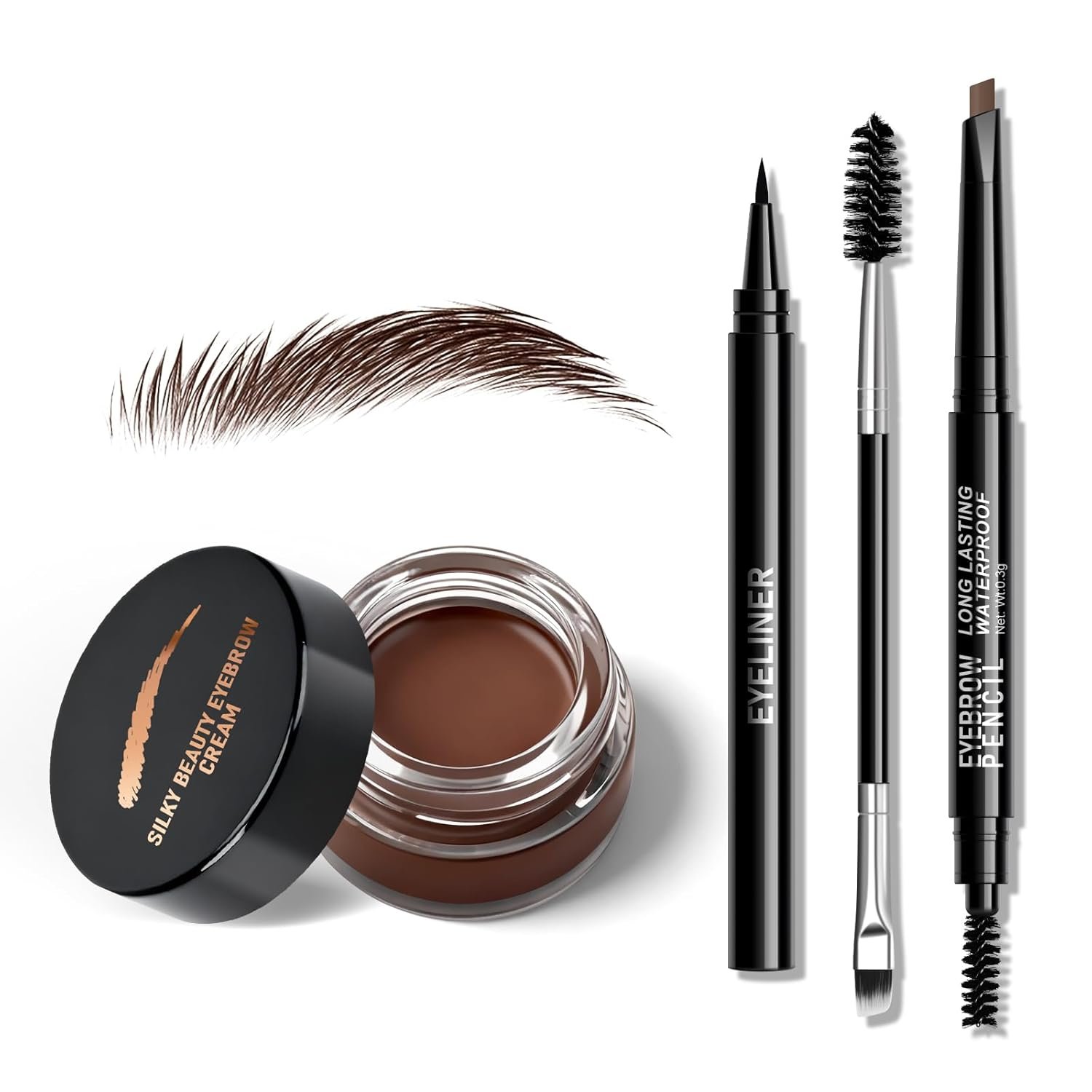 KYDA Eyebrow Makeup Set, Included Brow Pomade, Eyebrow Pencil, Eyeliner, Dual-ended Brow Brush, Create Full, Natural Brows, Multiuse Brows Makeup Kit, Coffee