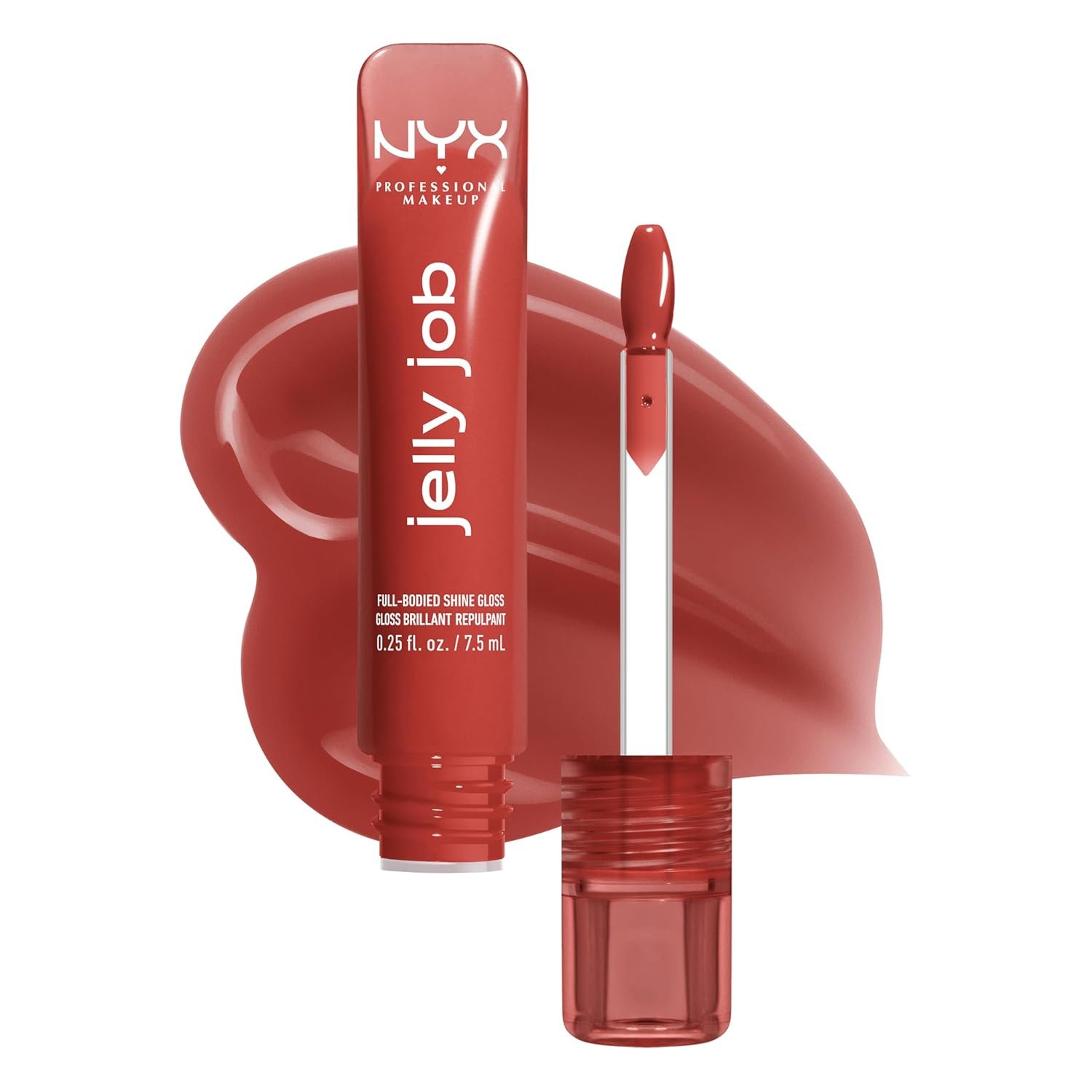 NYX PROFESSIONAL MAKEUP Jelly Job Lip Gloss, Lip Tint Gloss with Full-Bodied, Smoothing, and Hyper-Glossy Shine – Jelly Filled (Spice Brown)