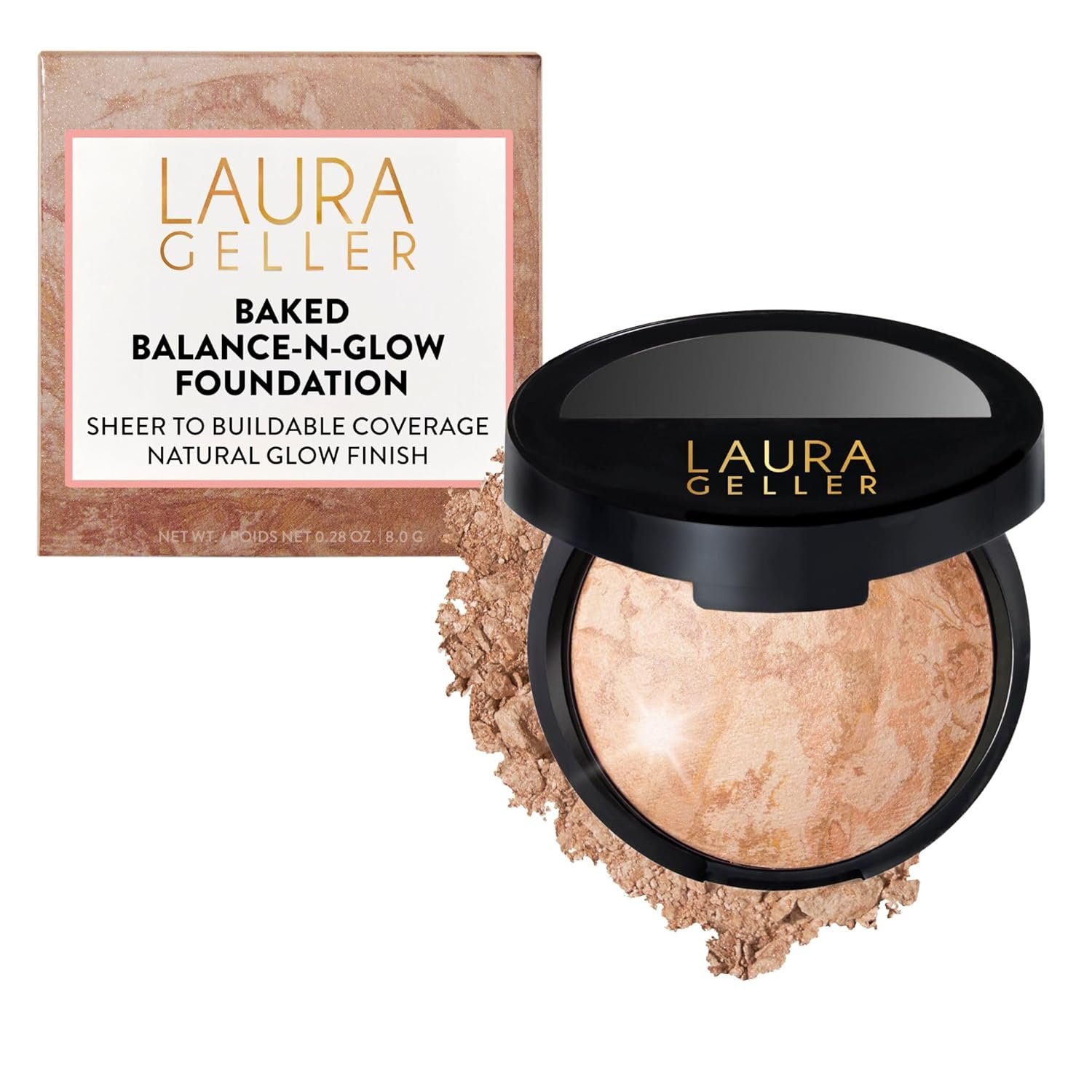 LAURA GELLER NEW YORK Baked Balance-N-Glow Illuminating Foundation – Fair – Buildable Sheer to Light Coverage – Satin Finish