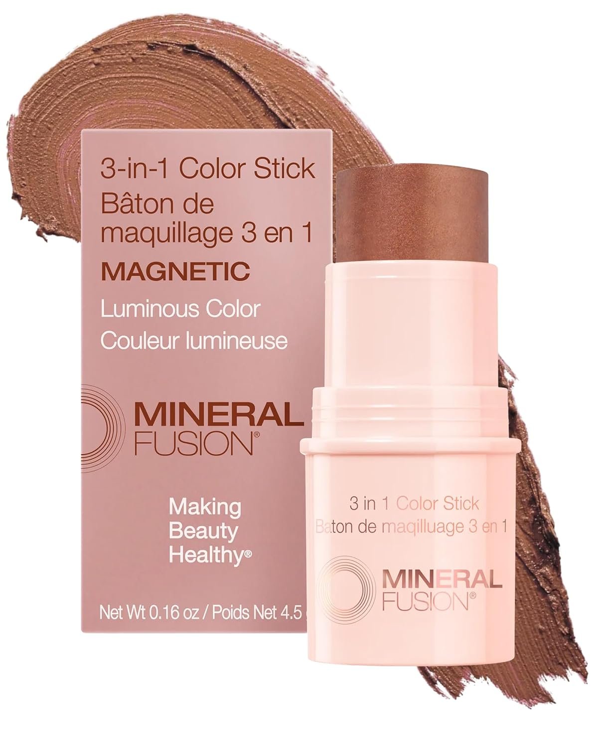 Mineral Fusion 3-in-1 Color Stick – Nourishing Cream Tint for Cheek, Lip and Eye – Blendable, Lightweight Coverage – Travel Friendly, Hypoallergenic, Paraben Free (Magnetic)