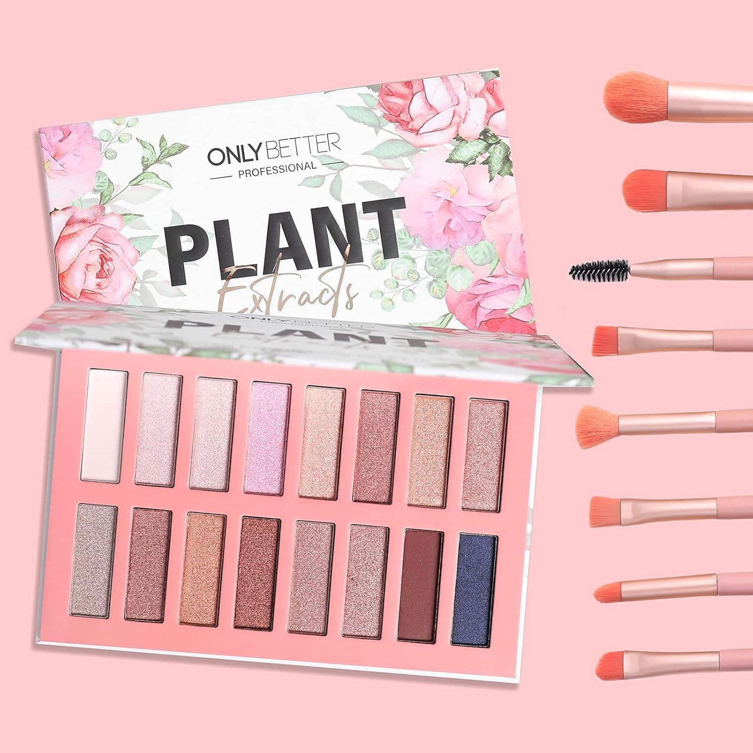 Vegan Organic Eyeshadow Palette – 16 Colors Highly Pigmented Metallic Colorful Long Lasting Nude Shimmer