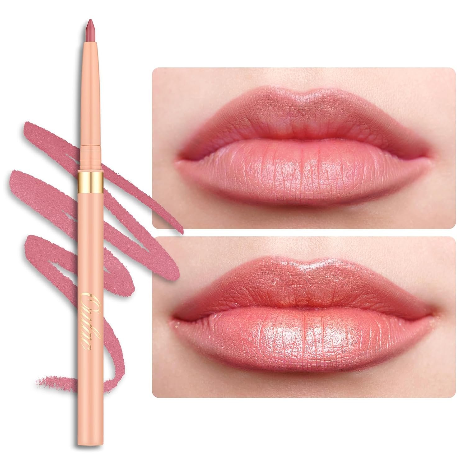 Oulac Waterproof Lipliner Pencil – Smooth and Creamy, Retractable Lip Makeup for Precision Application, Vegan & Cruelty-Free, LL01 Dusty Rose