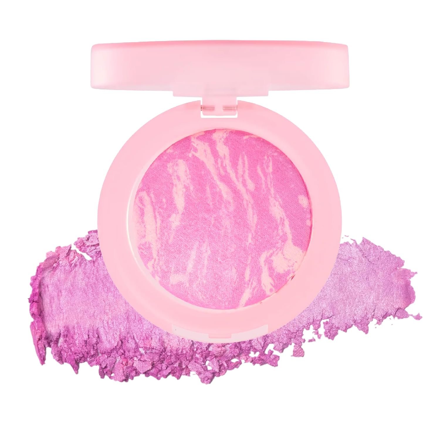 MCoBeauty Baked Blush – Cool Pink – 2-in-1 Luminous Cheek Color & Highlighting Powder – Marbled Buildable Pressed Blush with Jojoba Oil Squalane Hyaluronic Acid – Shimmer Makeup – Vegan & Cruelty Free