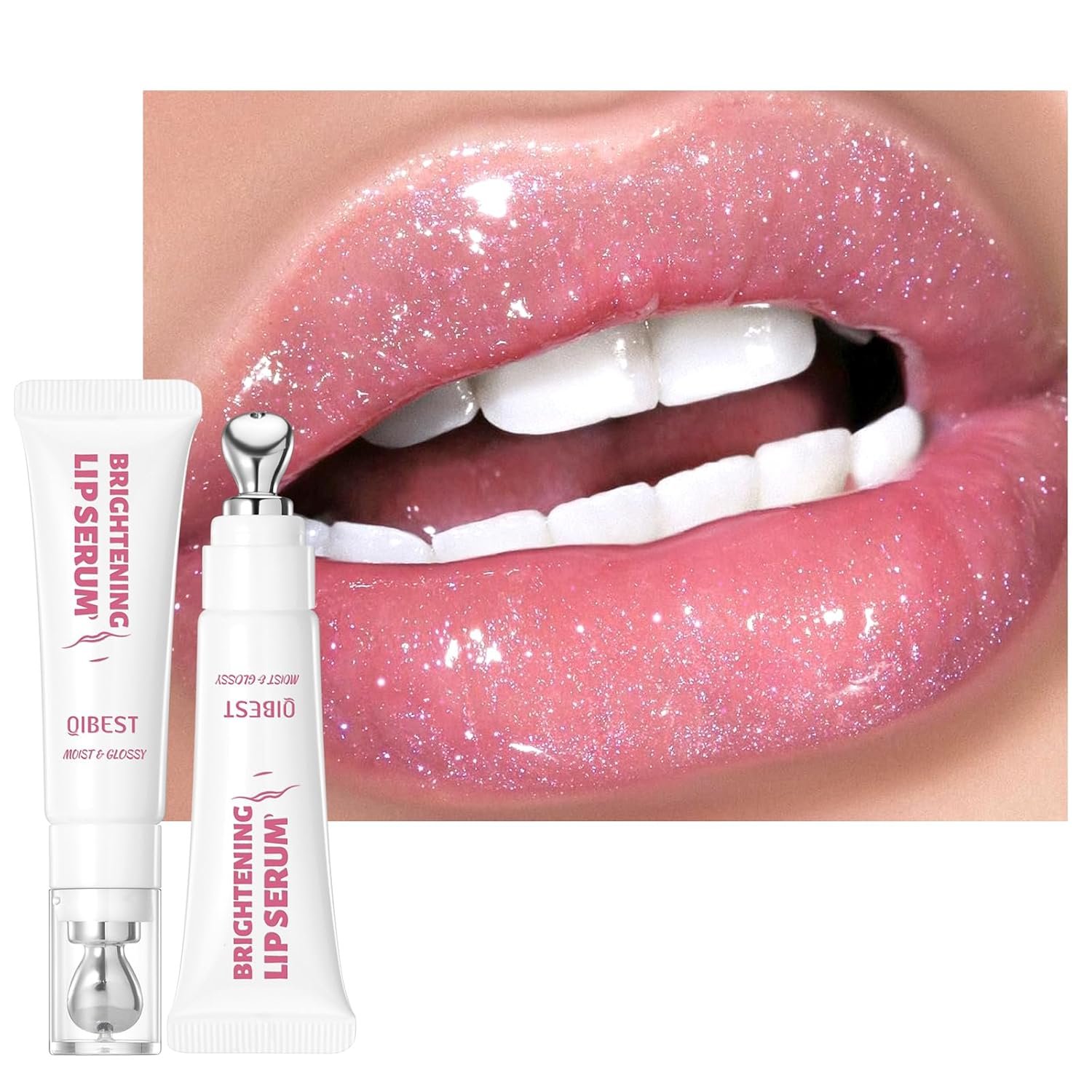 URQT Brightening Lip Serum, Hydrating Glossy Lip Oil with Metal Applicator, Plumping Moisturizing Lip Care Tint, Non-Sticky High Shine Lip Glow for Dry Lips (01# SHEER SHIMMER)