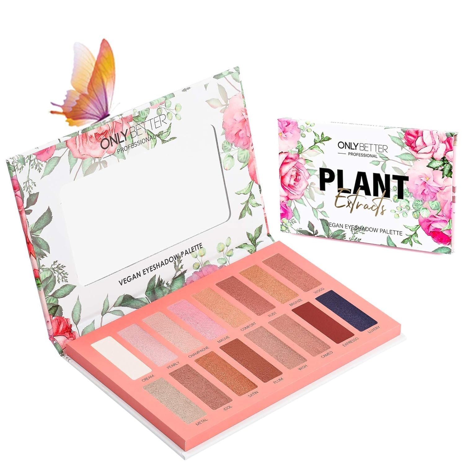 Vegan Nude Eyeshadow Palette – 16 Shades Organic, High Pigment, Long Lasting Shimmer