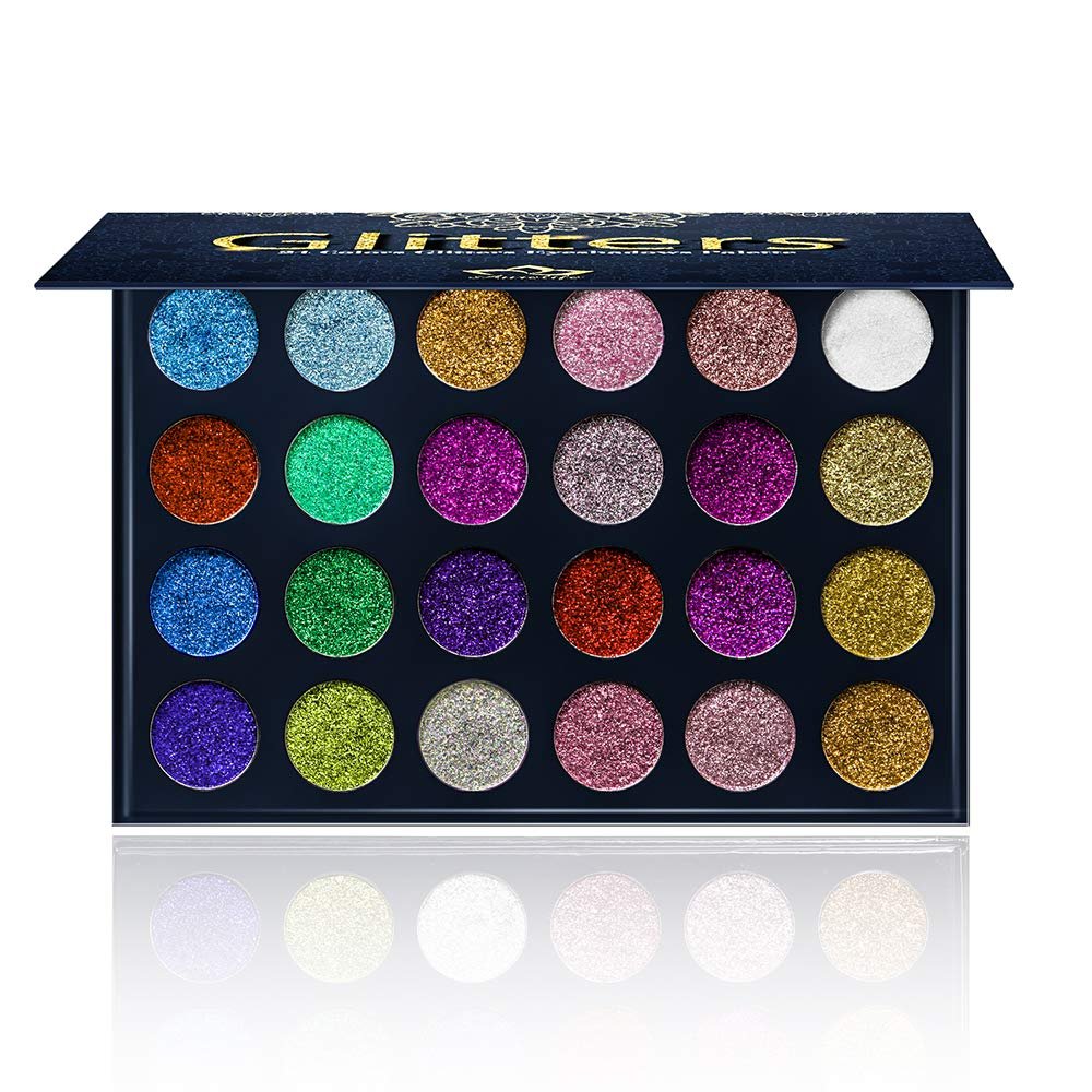 Aolailiya 24 Color Pressed Glitter Eyeshadow Palette – Mineral Ultra Shimmer Makeup Palette Eye Shadow Powder Long Lasting Waterproof