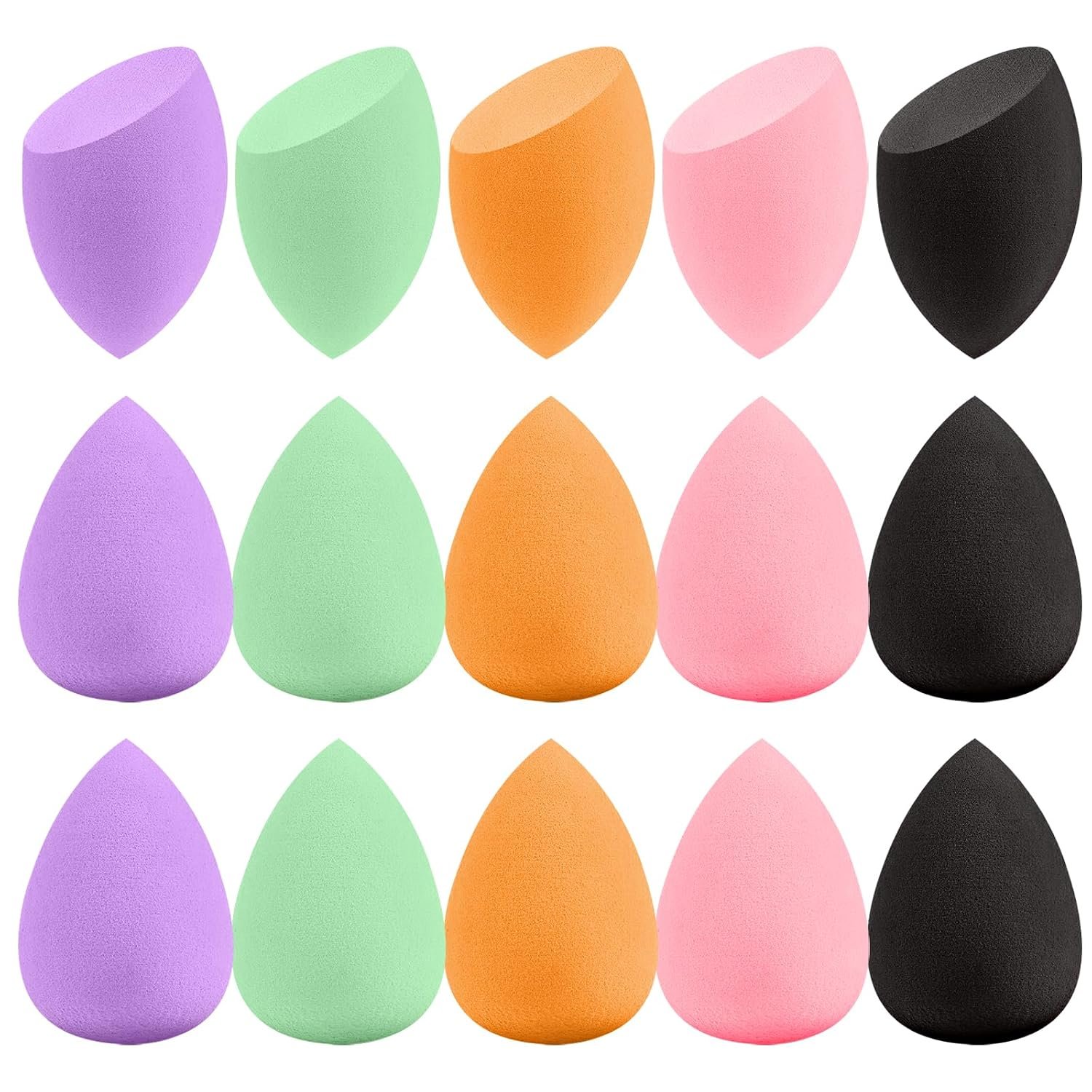 15 Pcs Multicolor Makeup Sponge Set-Individually Wrapped beauty sponges,Soft Latex-Free Low Absorption Sponges, Wet & Dry Use for Flawless Finish Liquid Cream Powder Makeup