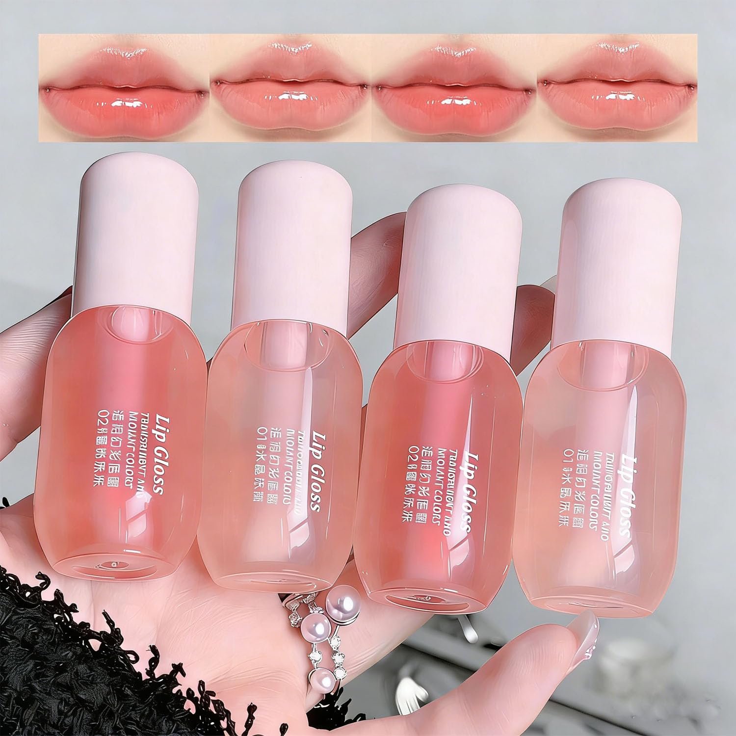 Hydrating Fruity Flavor Lip Gloss Oil Set for Women Girls,4Pcs | Glossy and Shiny Lip Primer,Moisturizer Transparent Lipgloss,Tinted Lip Oil Lip Care for Dry Lips