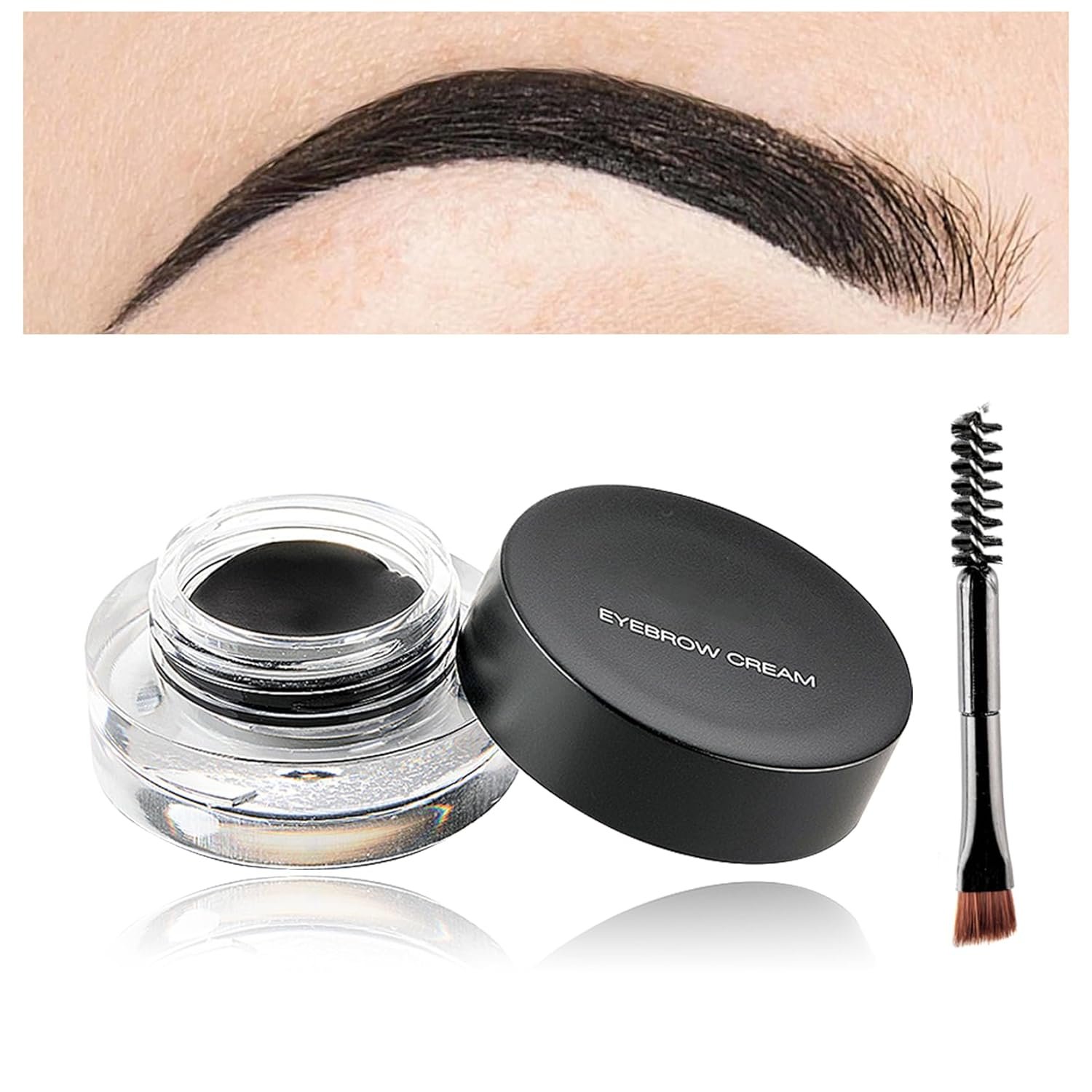 Eyebrow Pomade Cream,Brow Pomade Gel Naturally Long Lasting Waterproof,Delicate and Smooth Eye Brow Makeup Cosmetics with Eyebrow Brush – Black
