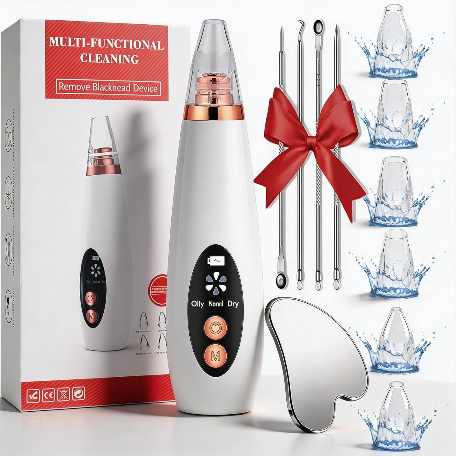 Blackhead Remover Vacuum, Black Head Remover for Face, Blackhead Extractor with 3 Suction Power, 6 Suction Probes, 4 pcs Pimple Popper Tool Kit, USB Interface Type Pore Vacuum