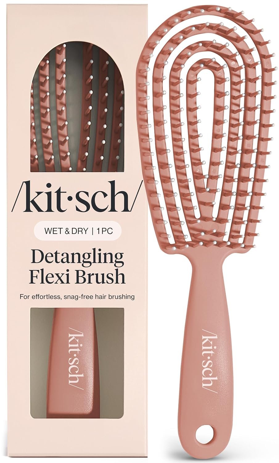 Kitsch Hair Brush Detangler – Flexi Flow Hair Brush for Women, Men & Kids | Detangling Brushes for Curly Hair with Bendable Frame, Bounce Curl Defining Brush for Wet or Dry Strands – Terracotta
