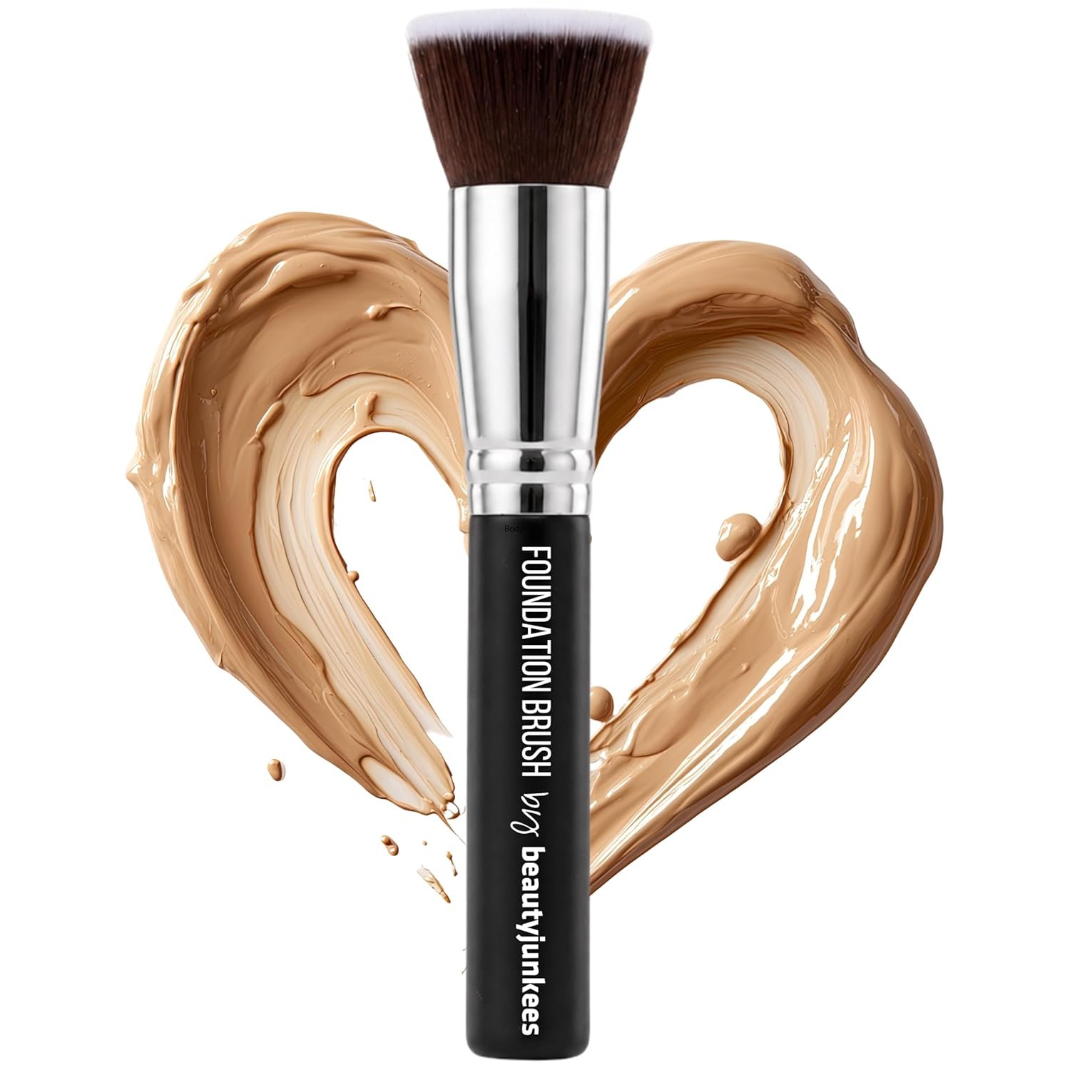 Flat Top Kabuki Foundation Brush – Beauty Junkees Large Dense Synthetic Face Makeup Brushes for Liquid, Cream, Powder Make Up, Buffing, Blending, Stippling Applicator, Brocha Para Base de Maquillaje