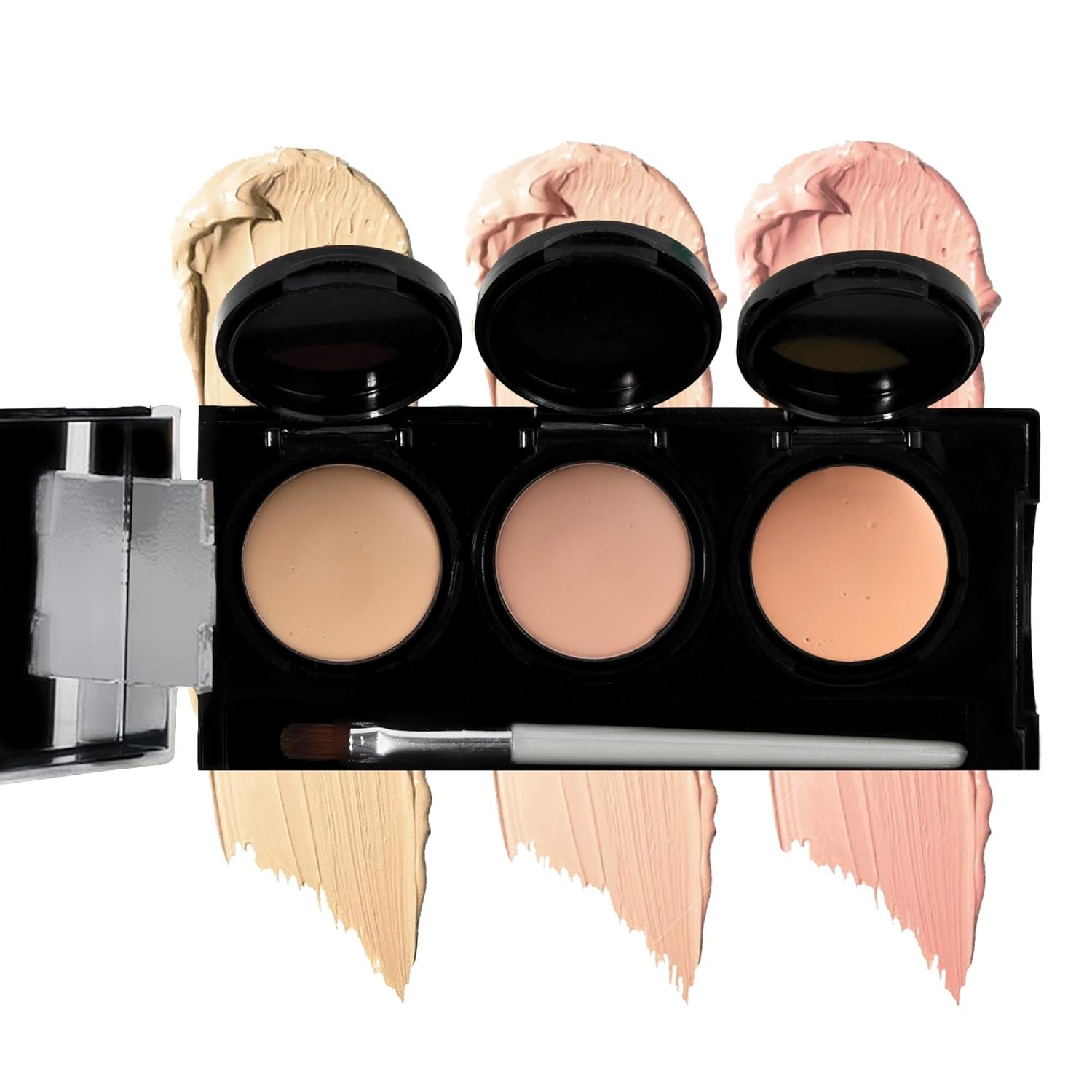 Dermaflage Waterproof Concealer Palette (Light) – Concealer Full Coverage, Matte Finish for Face & Body – Hides Dark Circles & Acne – Smudge Proof Body Makeup Palette with 3 Pro SFX Shades + Brush