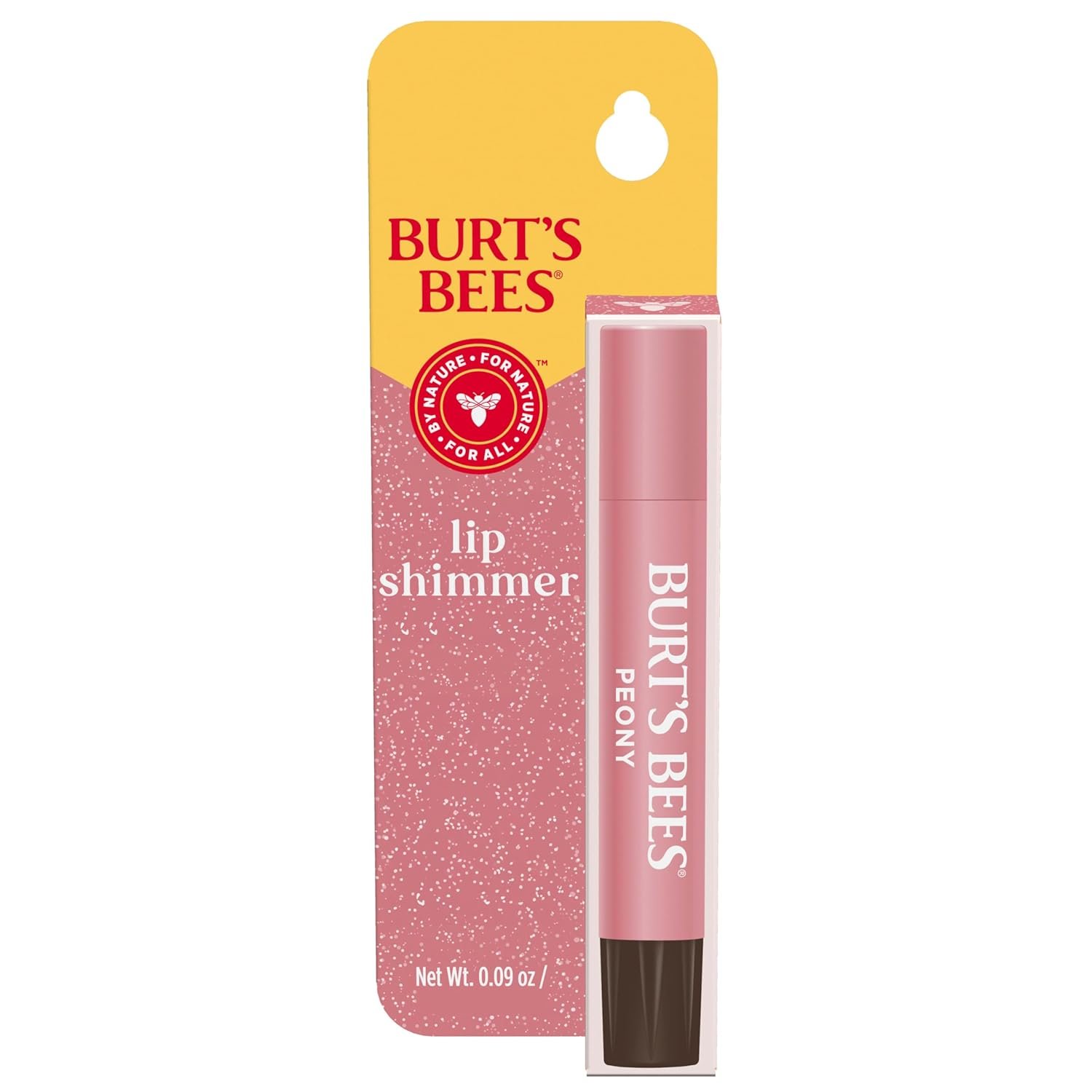 Burt’s Bees Shimmer Lip Tint, Tinted Lip Balm Stick, Moisturizing for All Day Hydration with Natural Glowy Pigmented Finish & Buildable Color, Peony, 1 Tube, 0.09 oz.